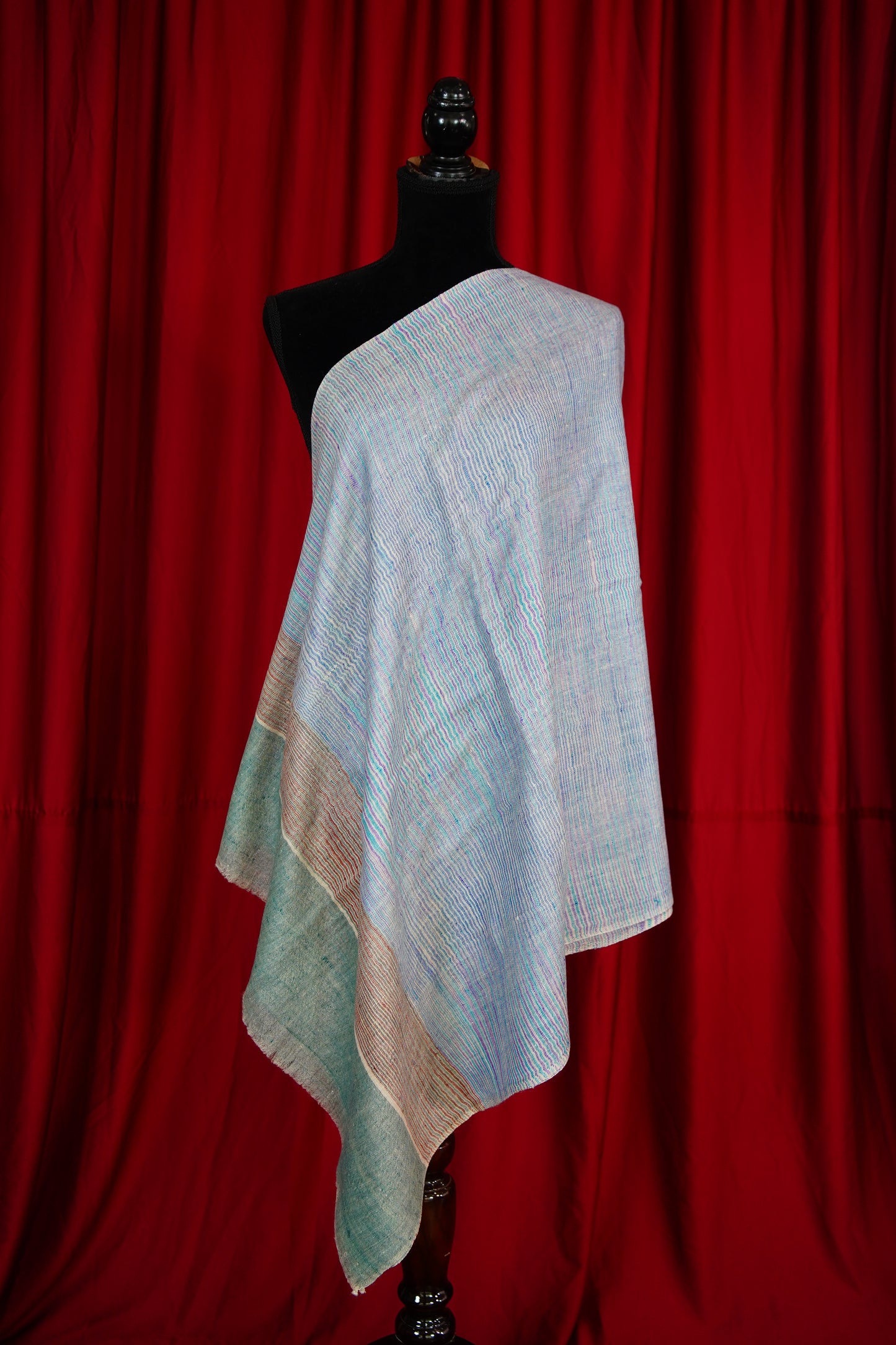 multi-coloured striped pure pashmina stole 9778