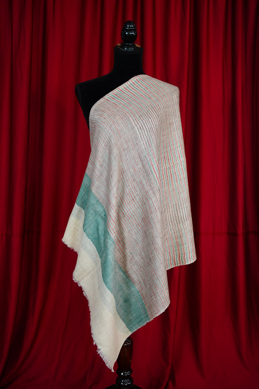 multi-coloured striped pure pashmina stole 9779