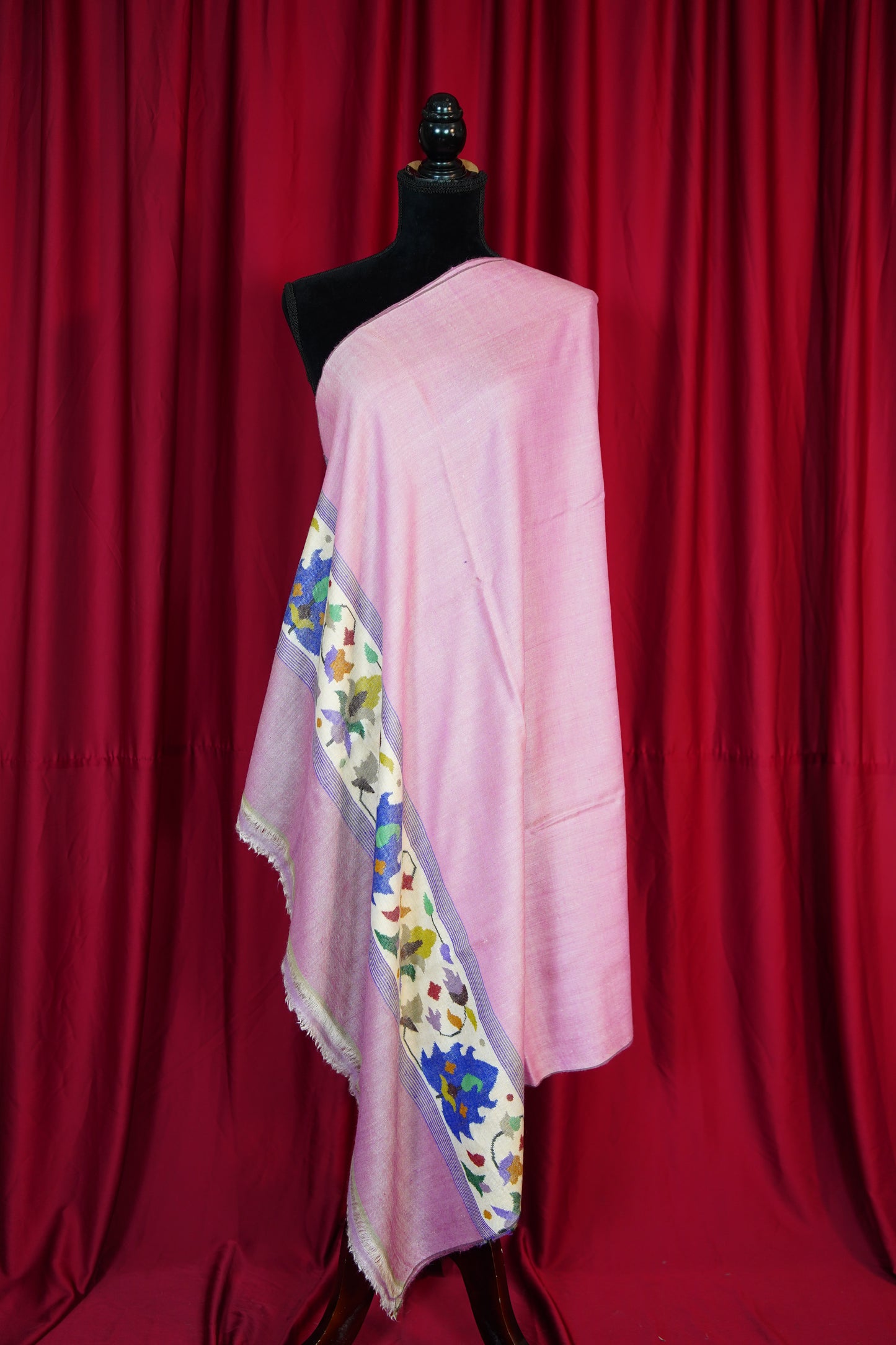 light pink GI kani palla pashmina shawl 9783