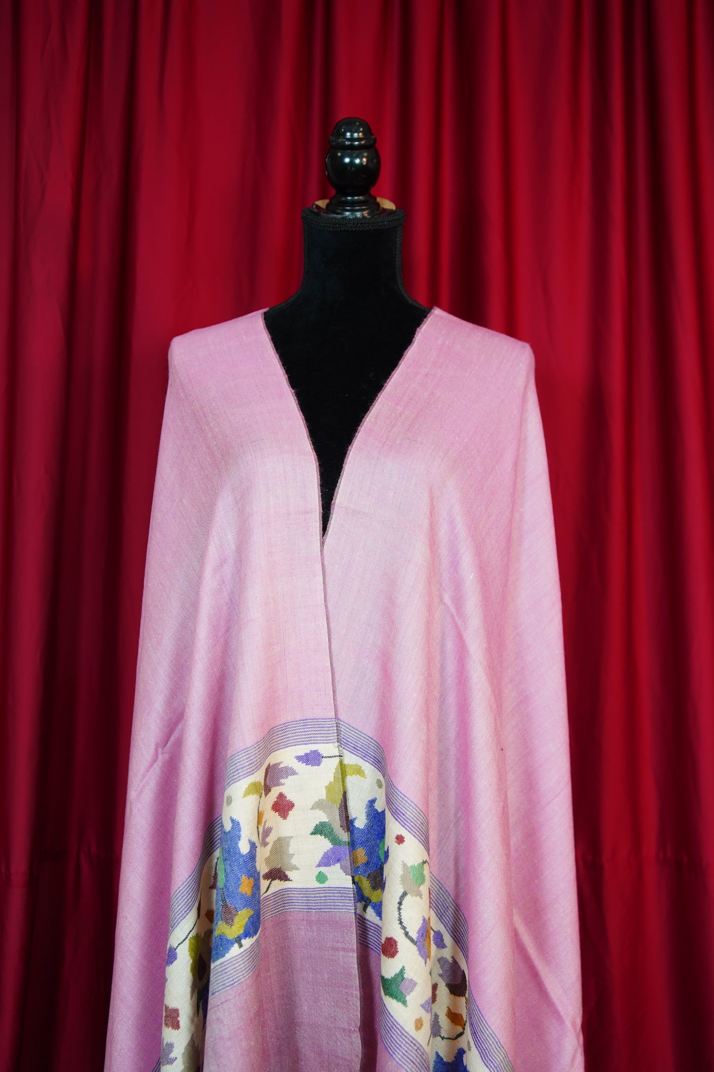 light pink GI kani palla pashmina shawl 9783