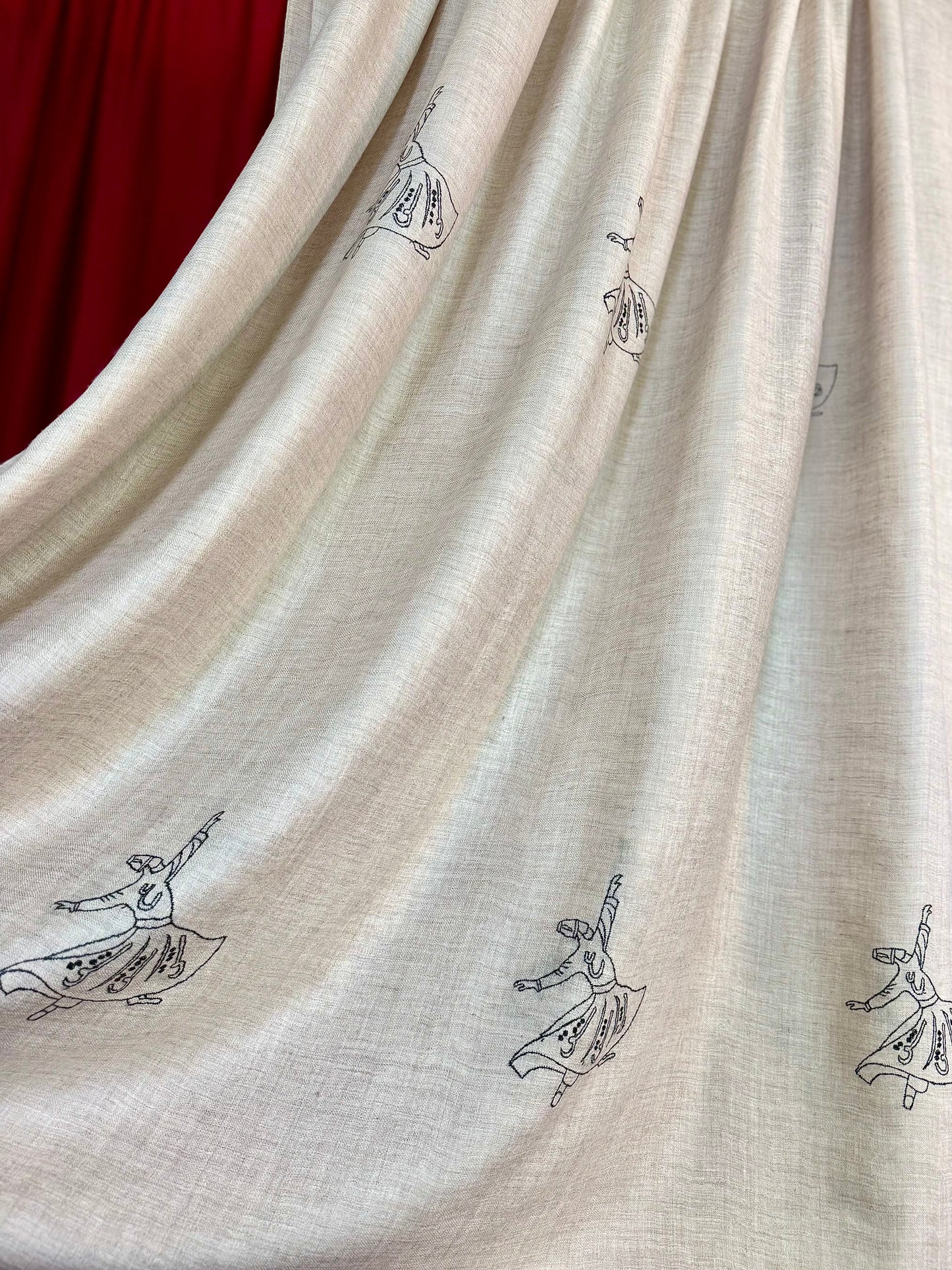 off white GI butis XL embroidery pashmina shawl 9784