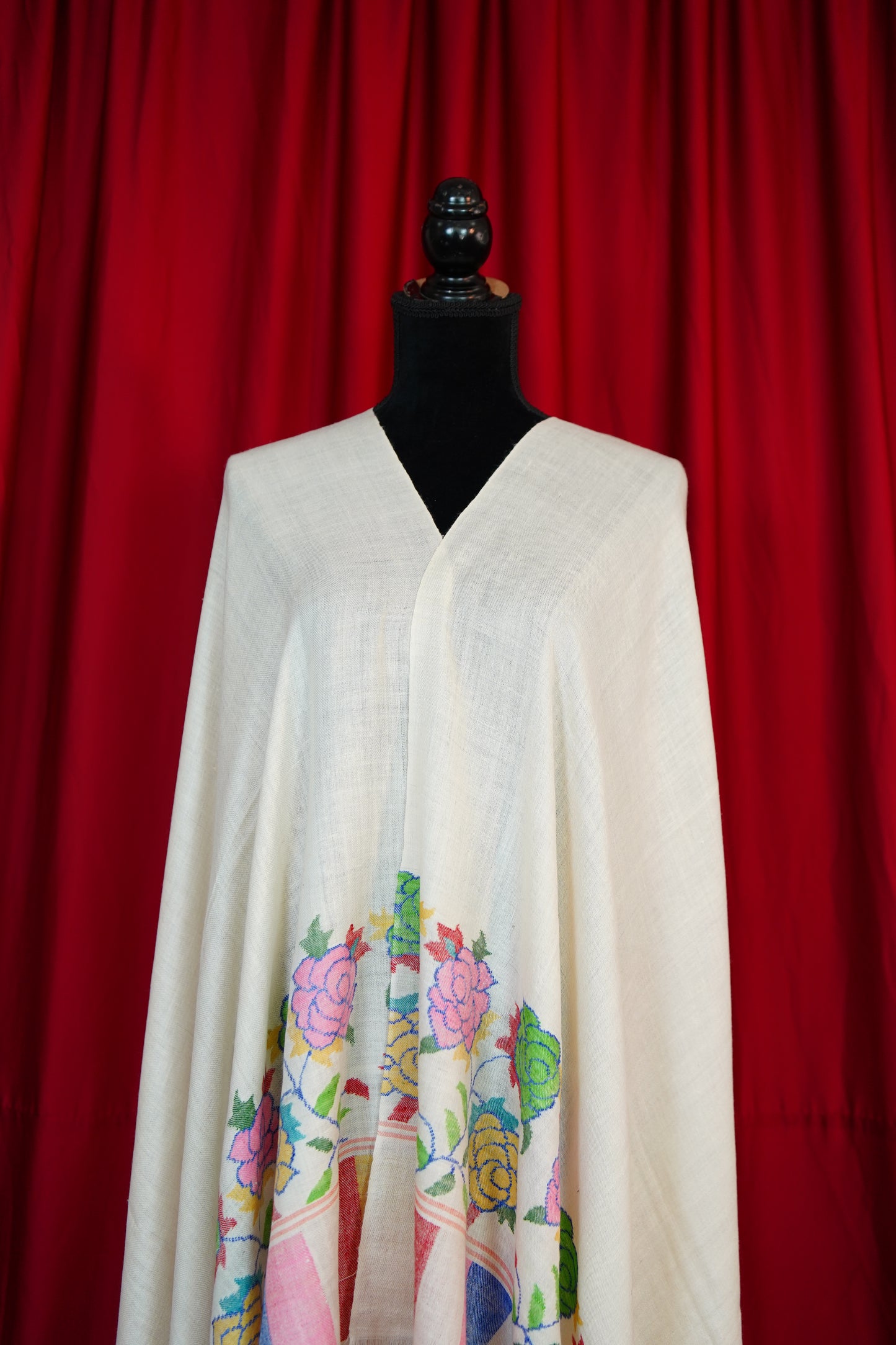pure white GI kani palla pashmina shawl 9785