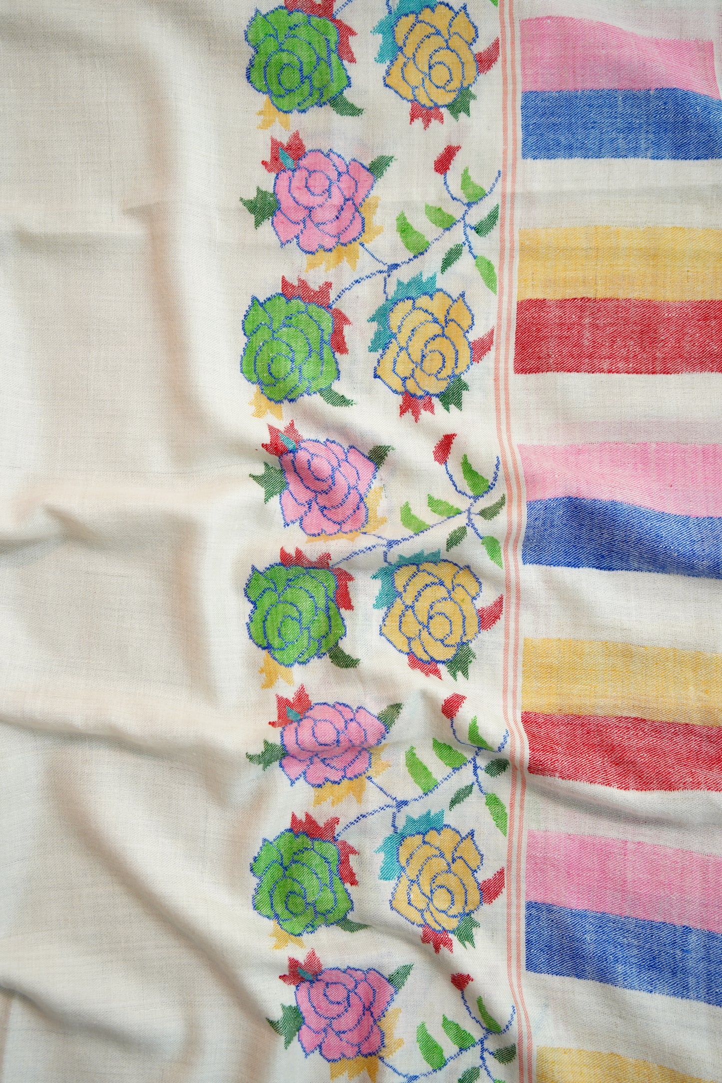 pure white GI kani palla pashmina shawl 9785