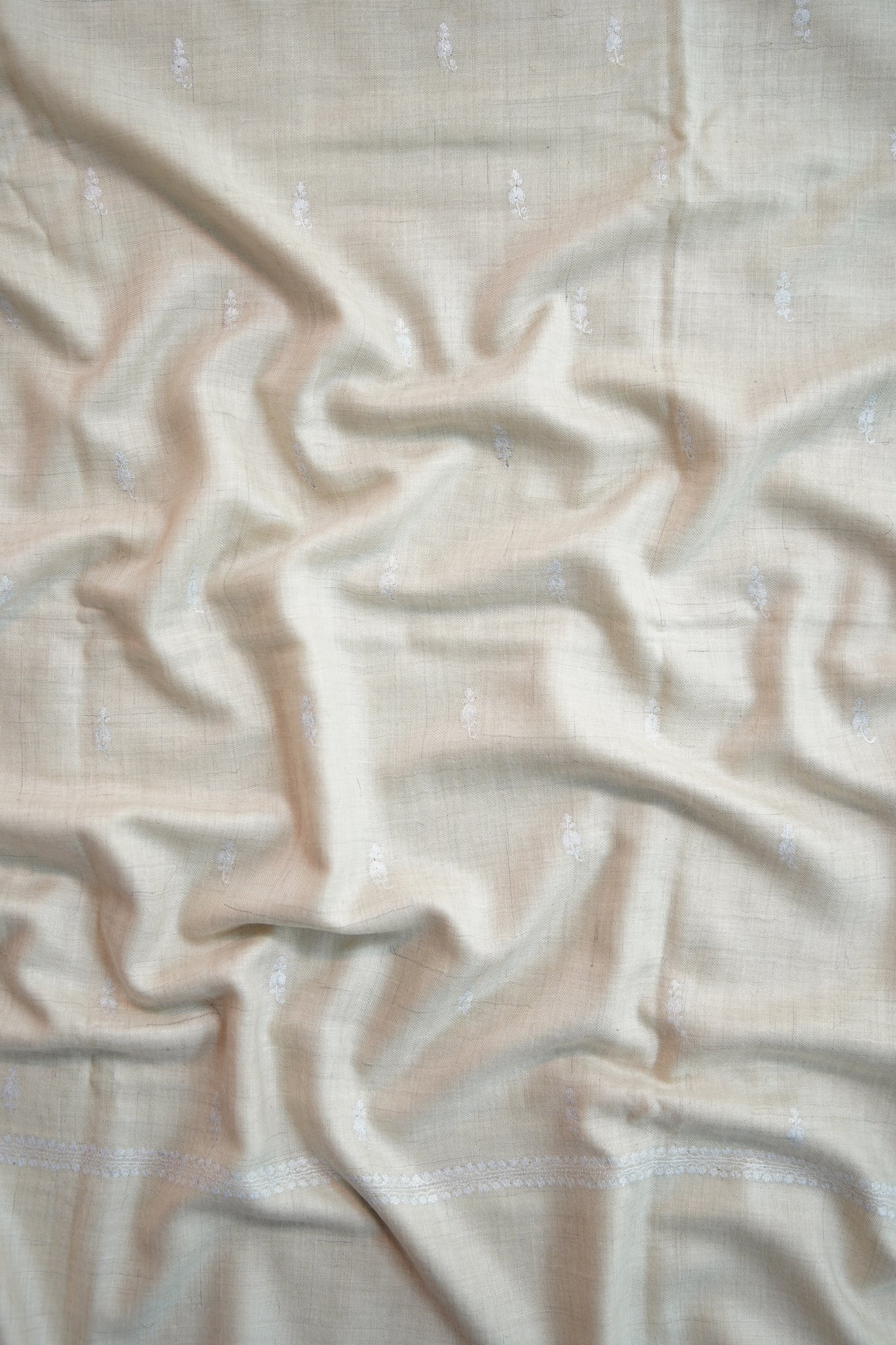 white on white butis GI embroidery pashmina shawl 9786