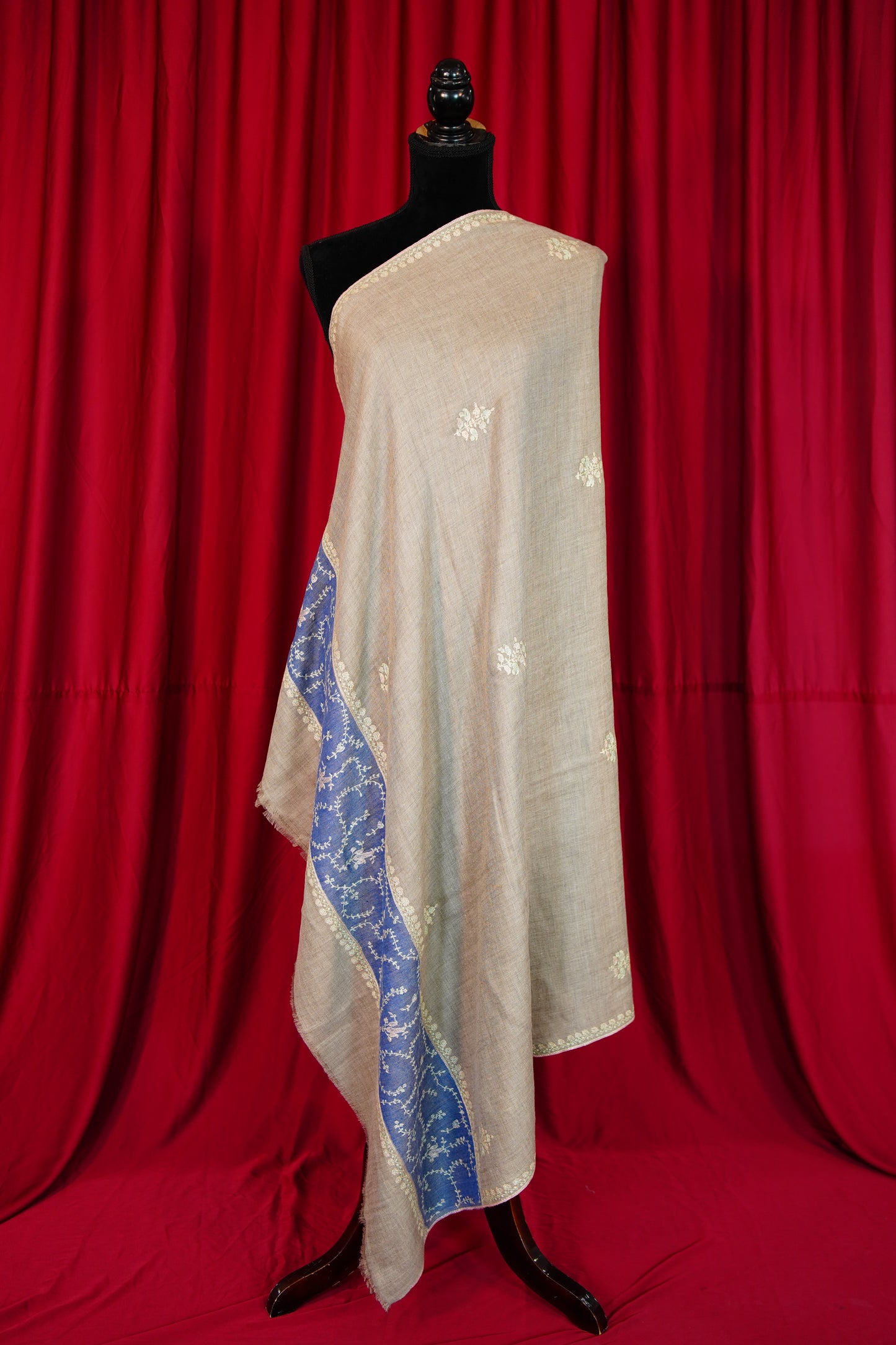 light natural GI embroidery pashmina shawl 9789