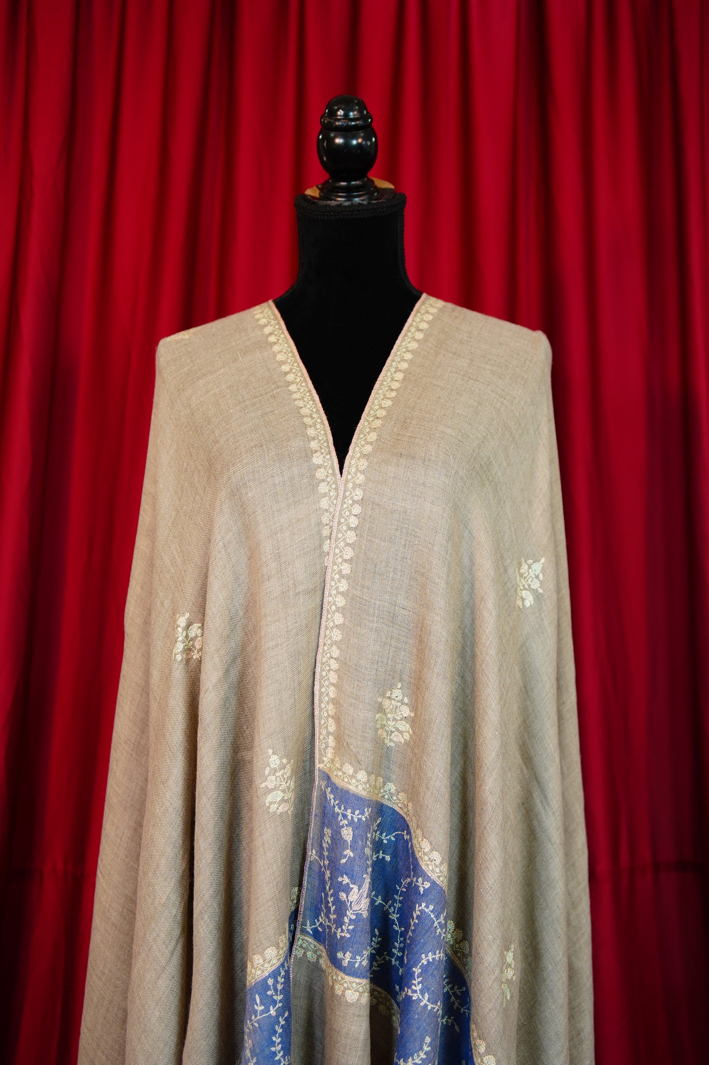light natural GI embroidery pashmina shawl 9789