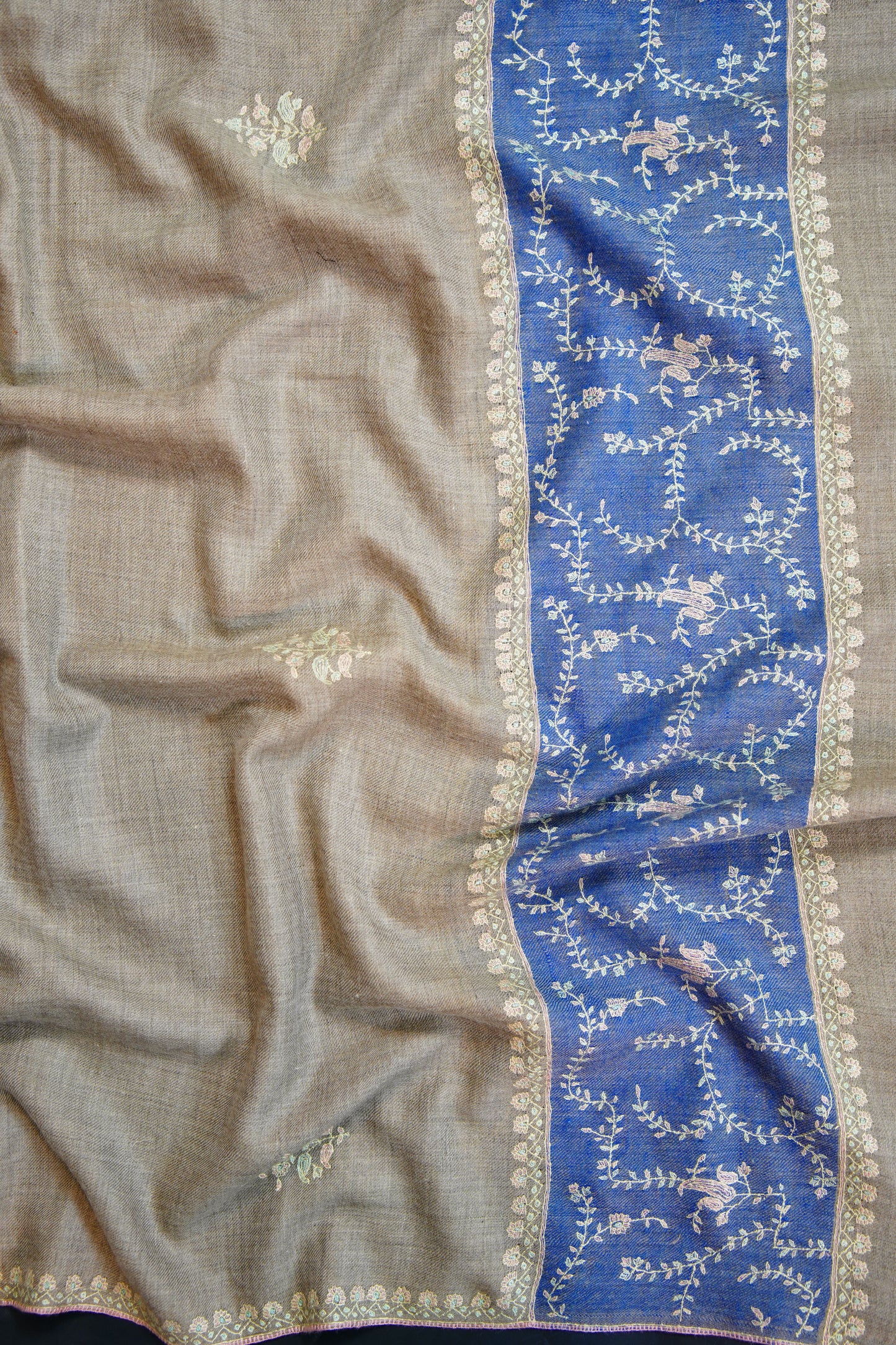 light natural GI embroidery pashmina shawl 9789