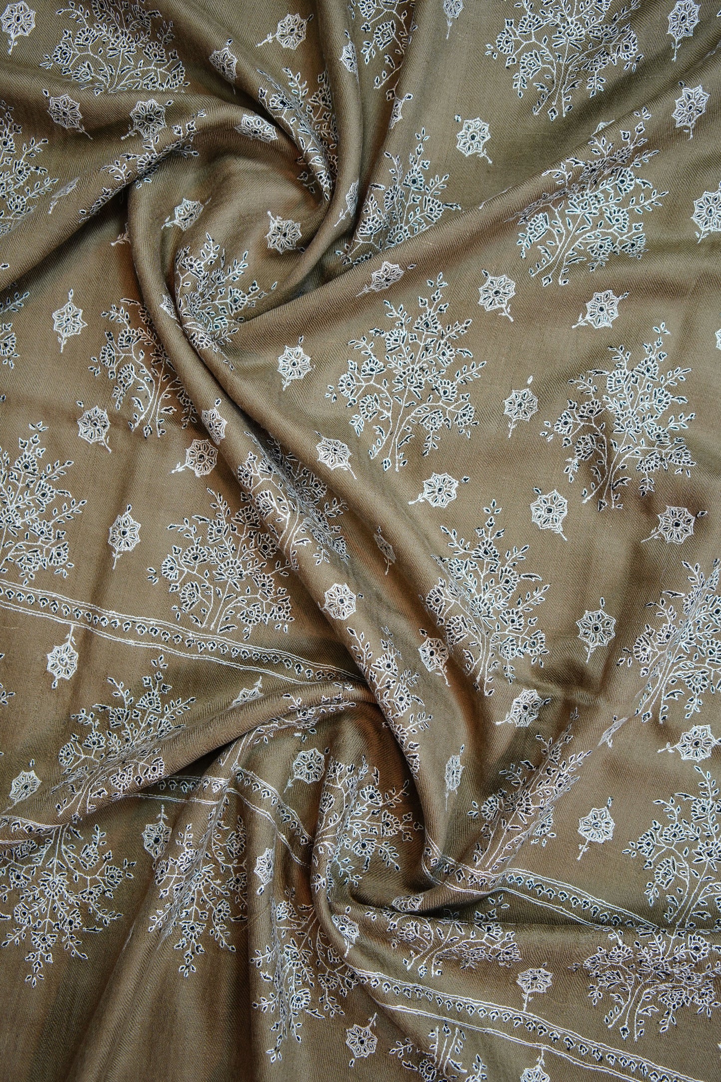 ecru biscuit GI embroidery pashmina shawl 9790