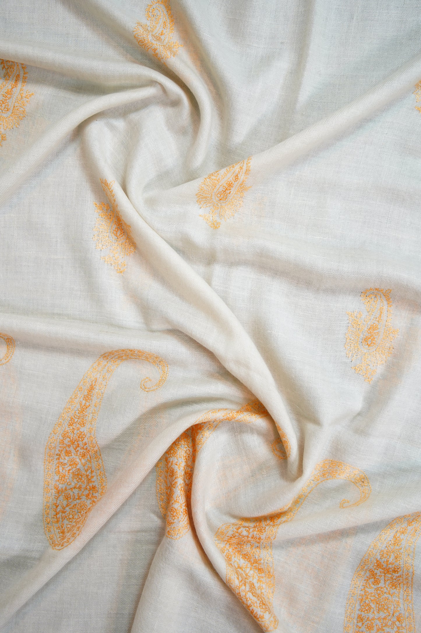 pure white GI butis embroidery pashmina stole 9791