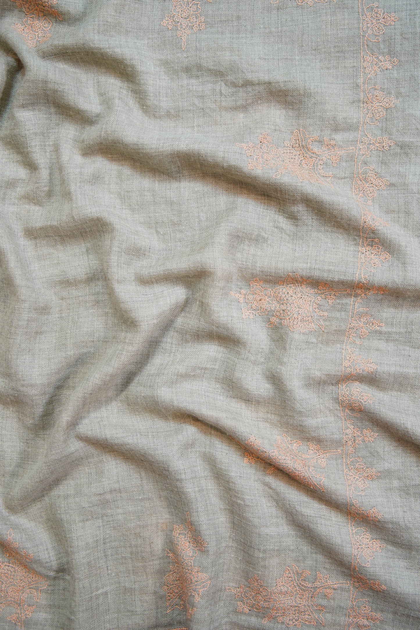 light natural GI butis embroidery pashmina stole 9792