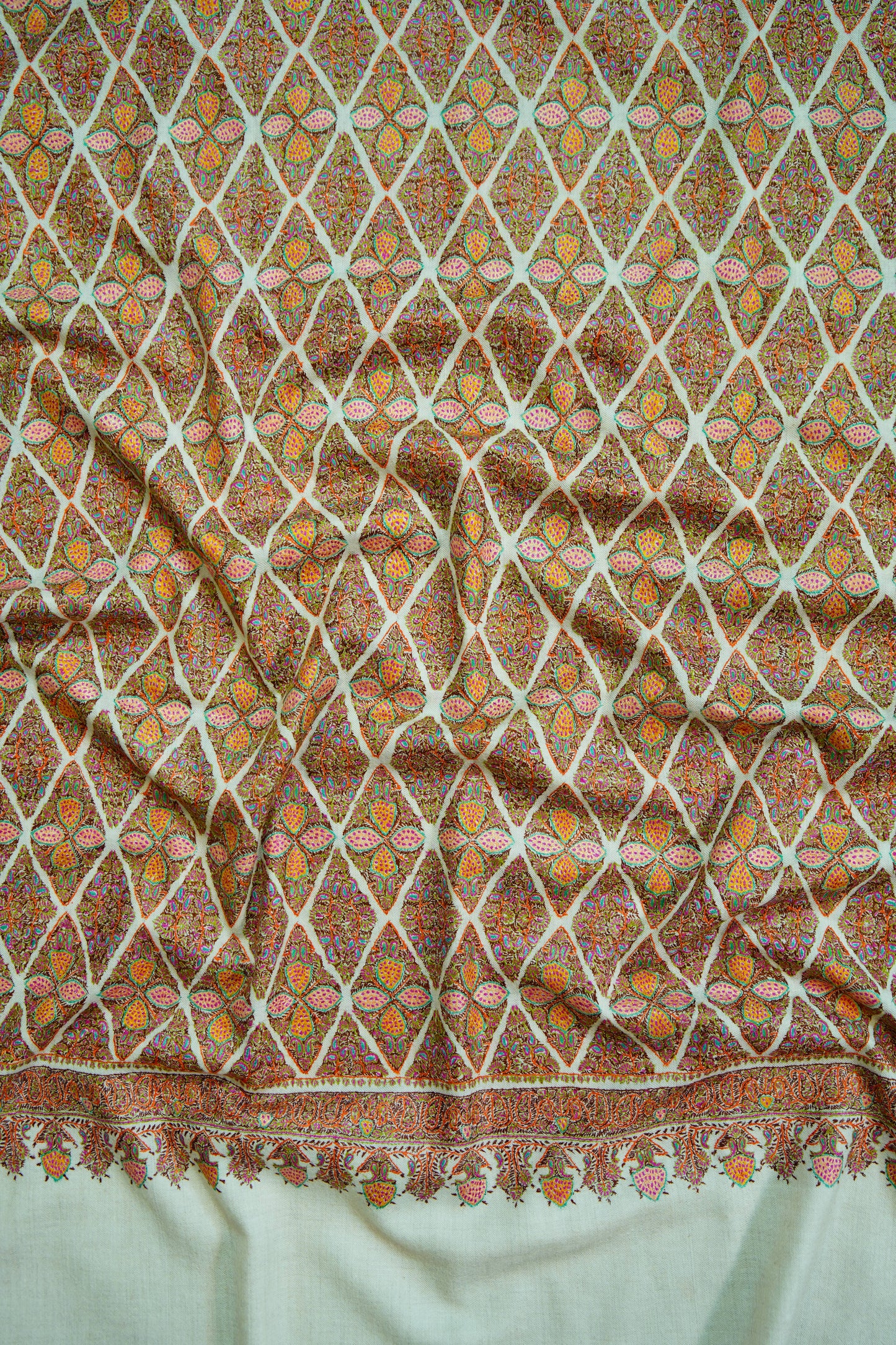 white GI jamma embroidery pashmina shawl 9796