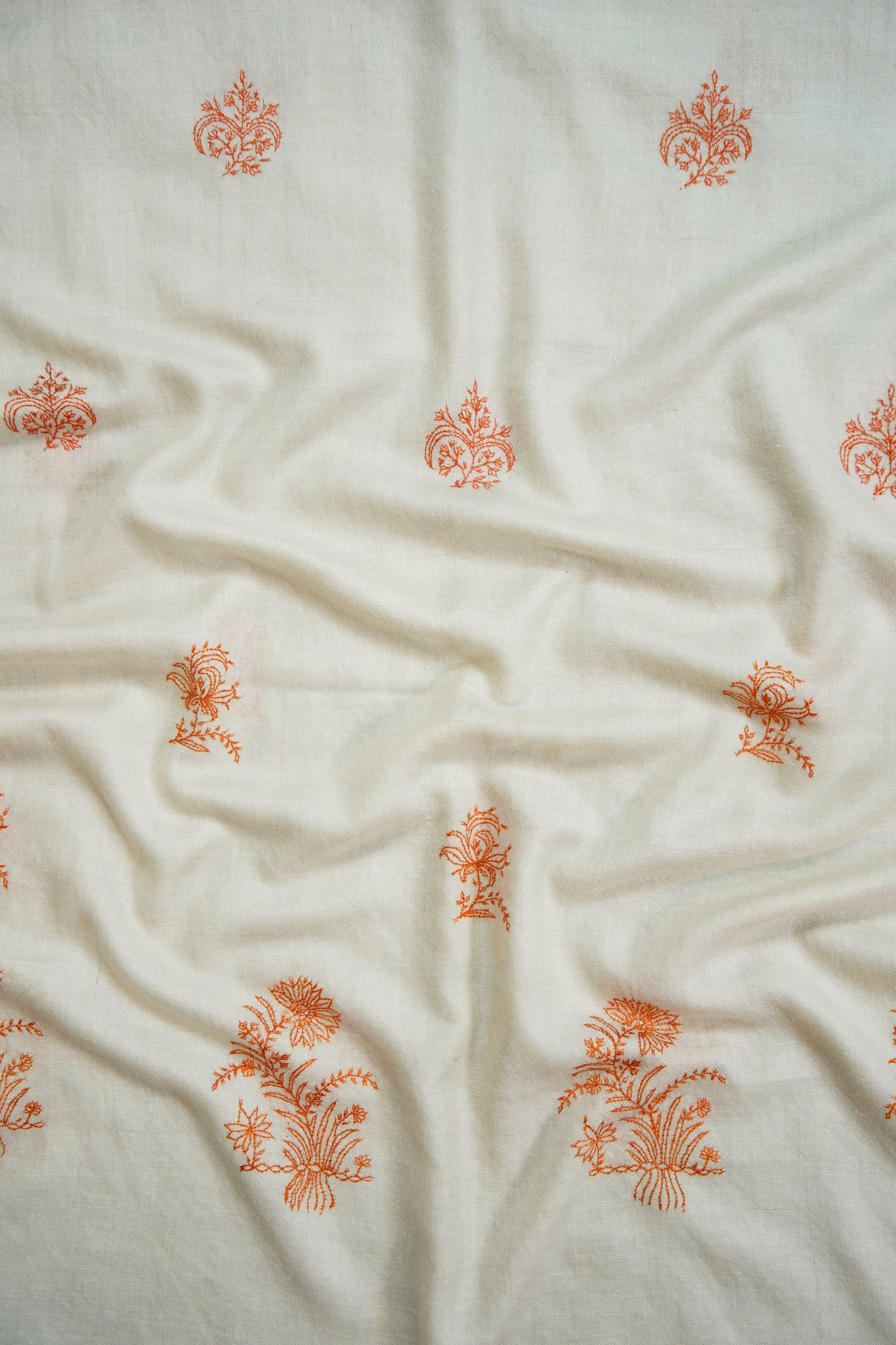 white GI butis embroidery pashmina stole 9797