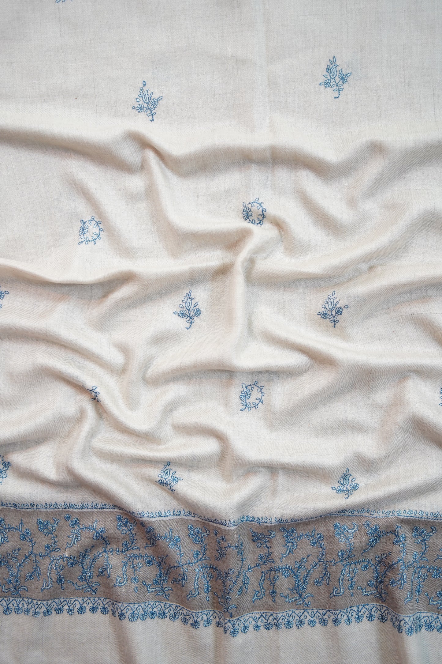 snow white GI embroidery pashmina stole 9807
