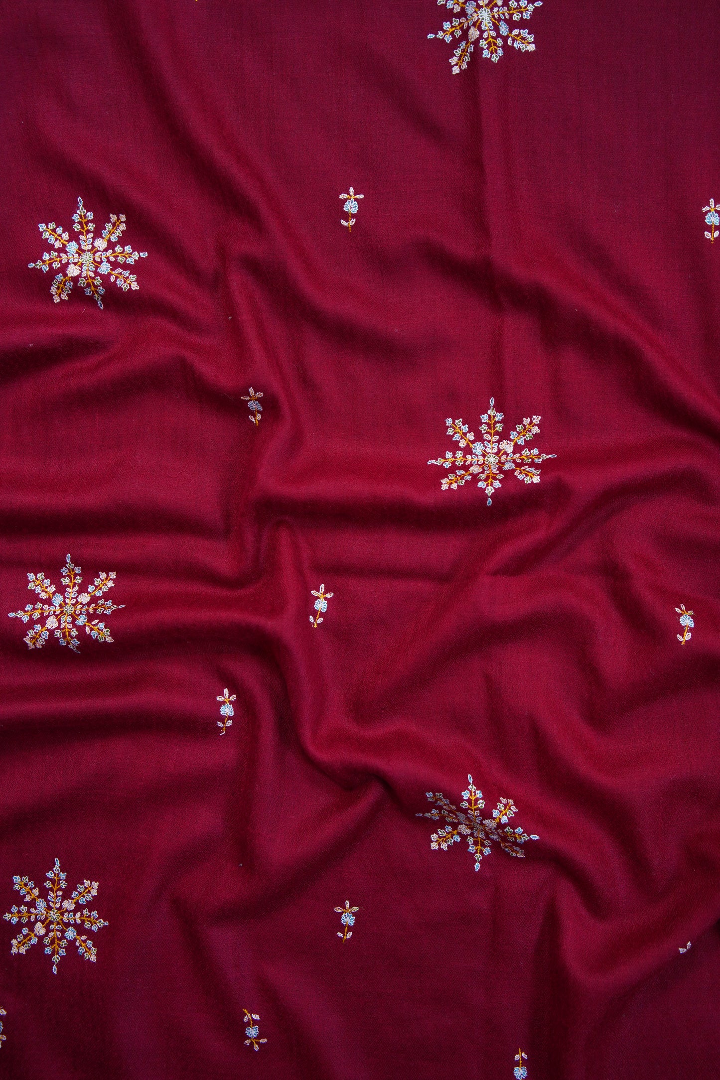 dark brick red GI embroidery pashmina stole 9815