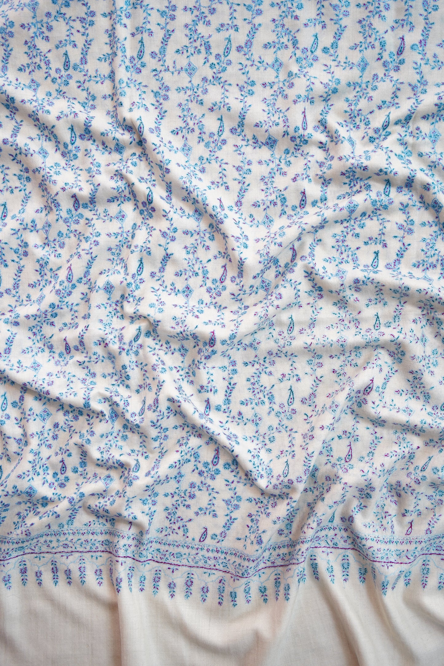 pure white GI jaali embroidery pashmina shawl 9821