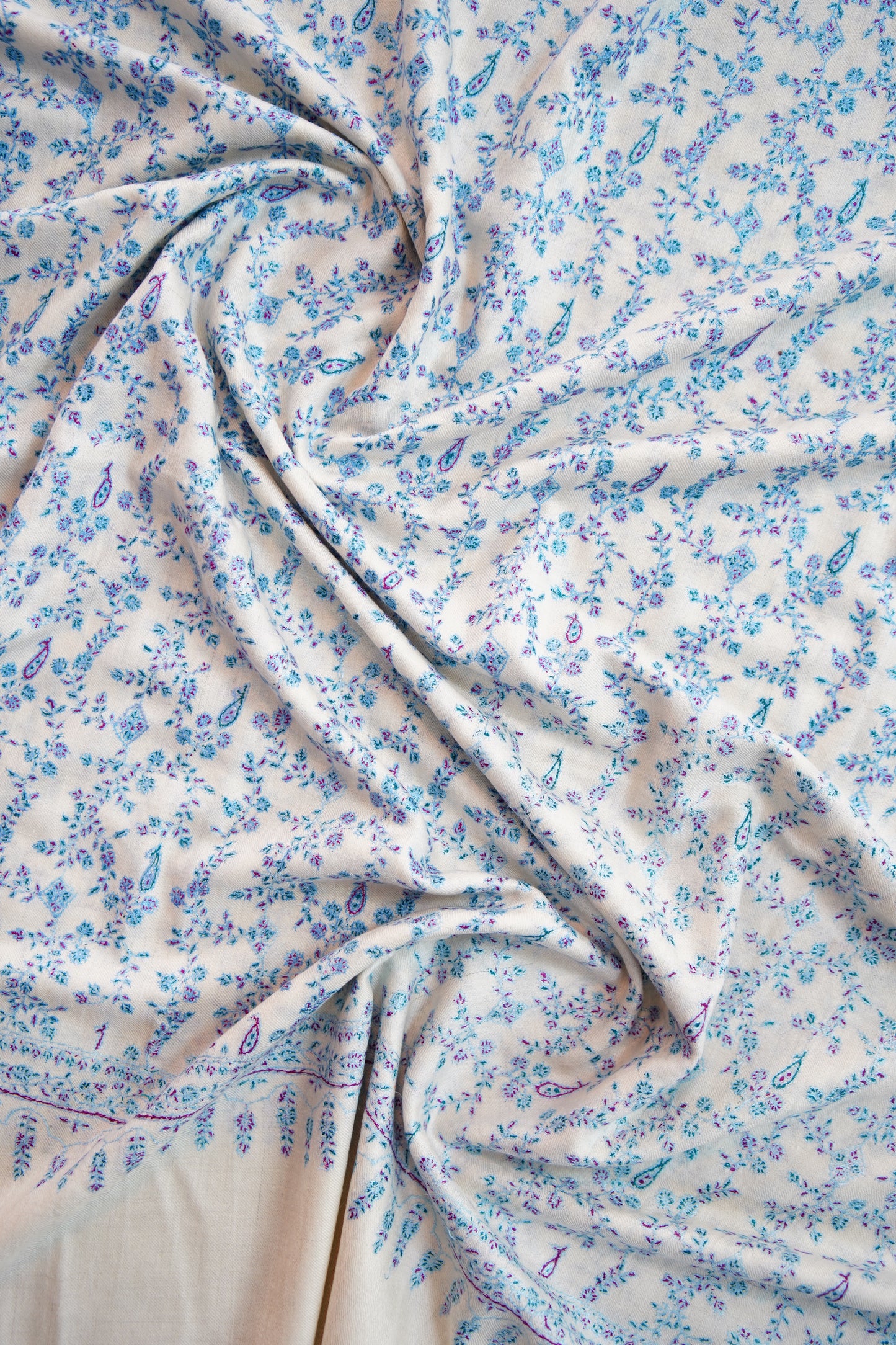 pure white GI jaali embroidery pashmina shawl 9821