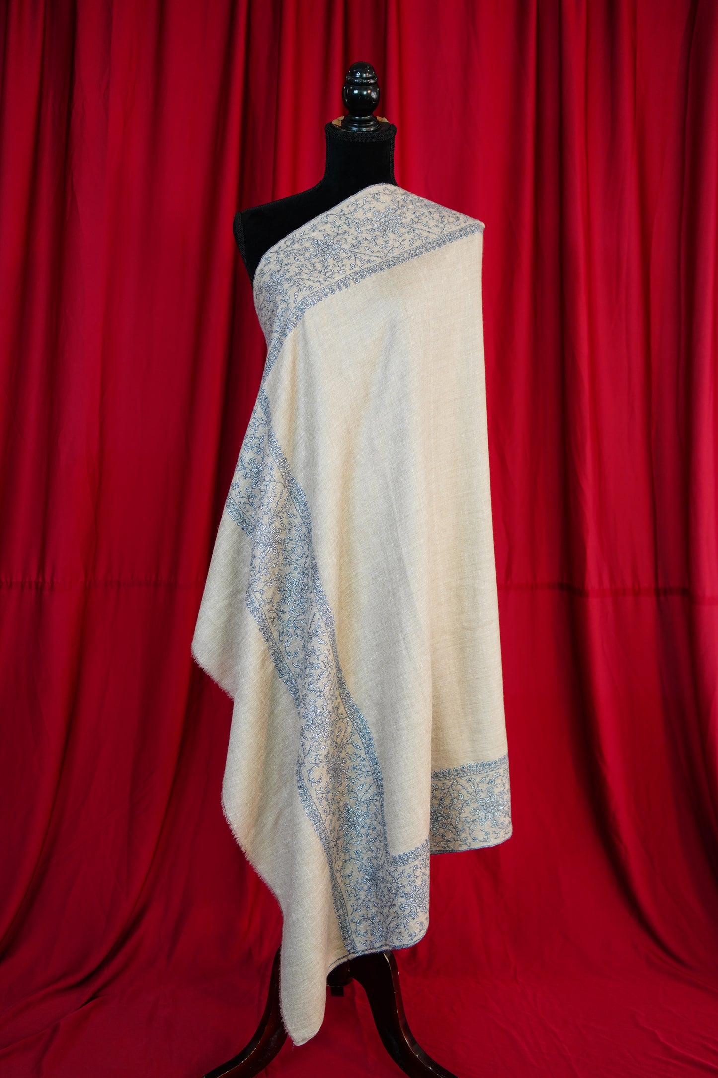 light natural GI embroidery pashmina shawl 9825