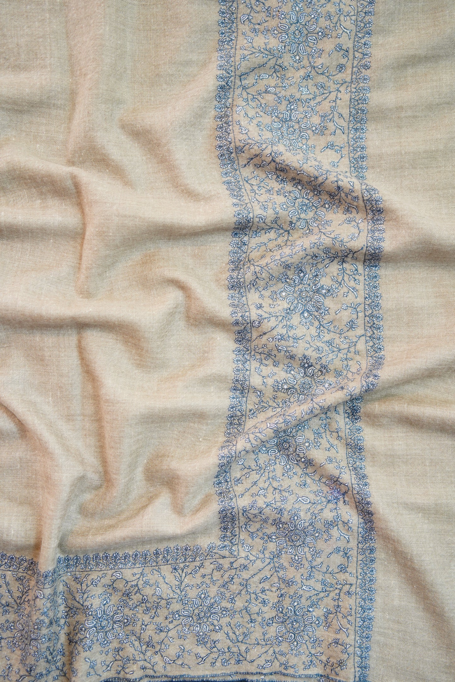 light natural GI embroidery pashmina shawl 9825