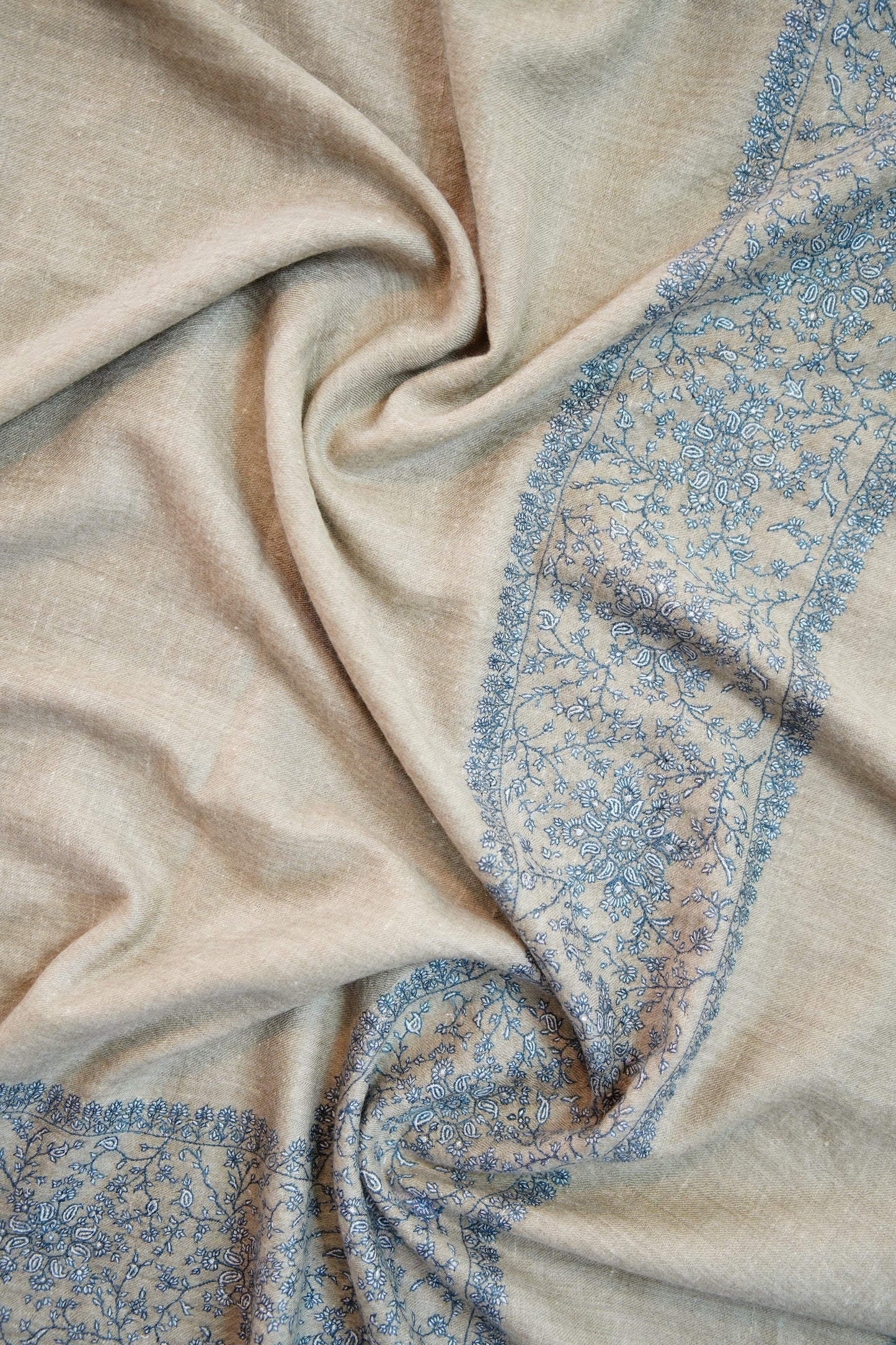 light natural GI embroidery pashmina shawl 9825