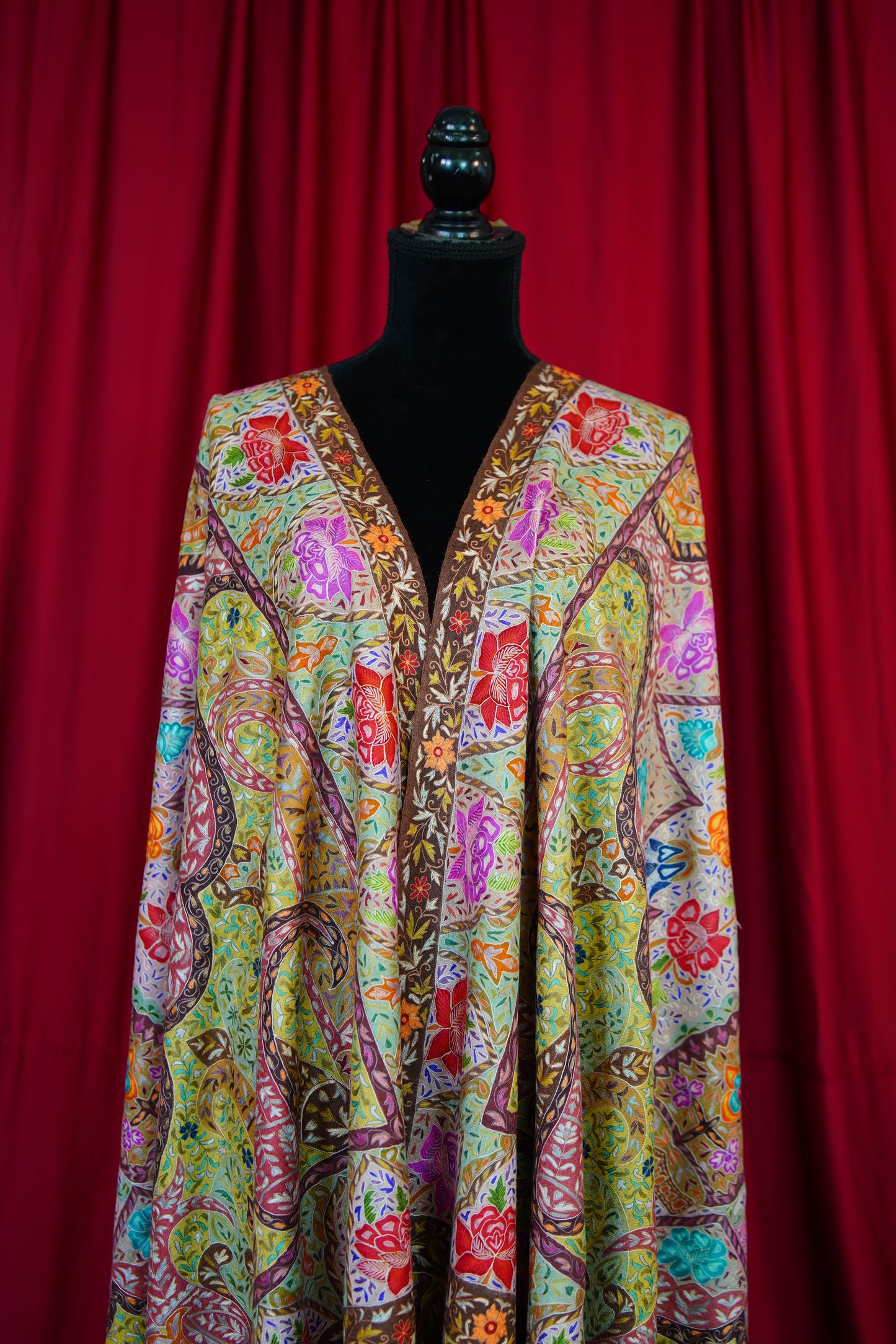 multicoloured embroidery pashmina shawl 9834