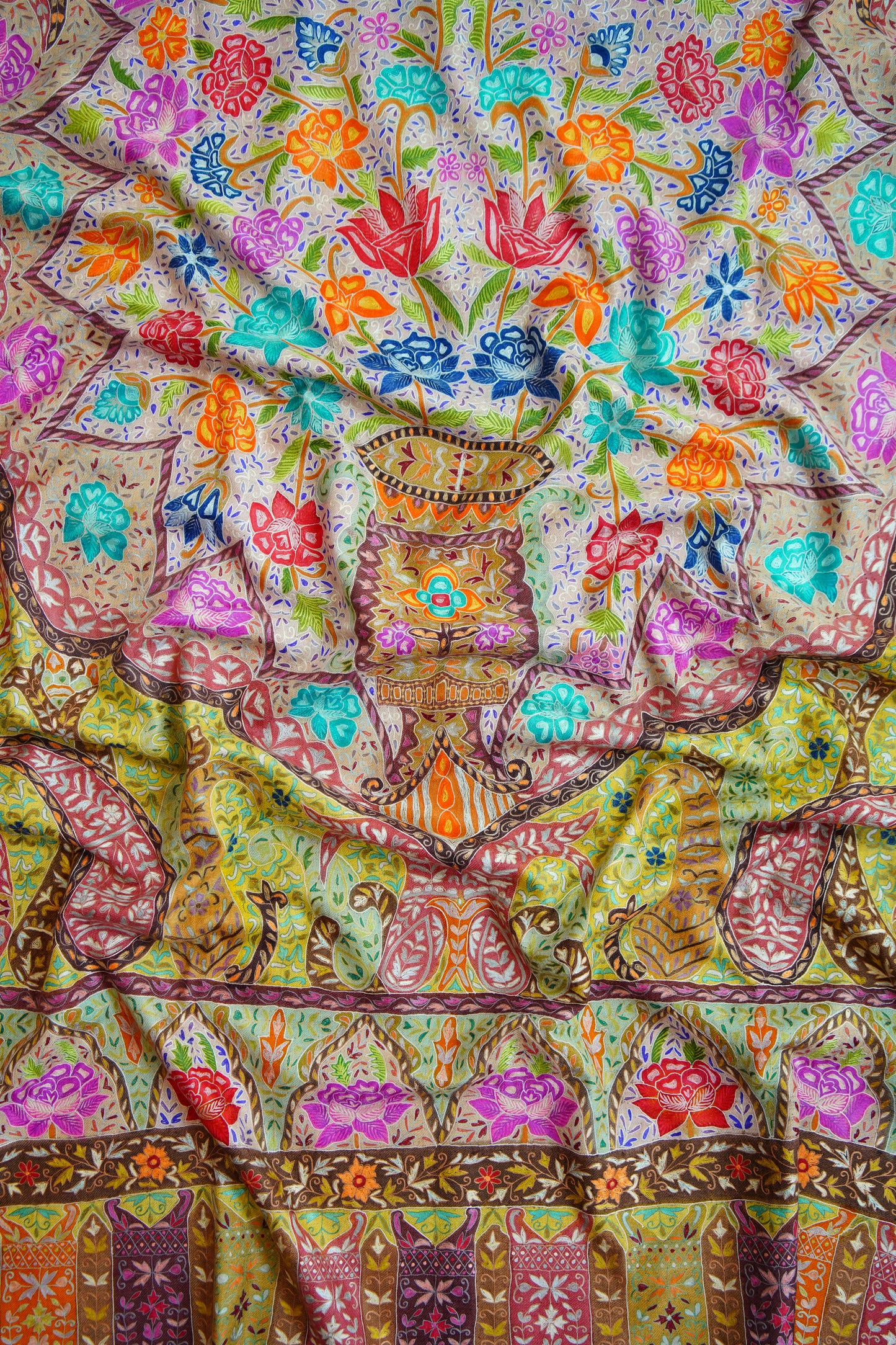 multicoloured embroidery pashmina shawl 9834