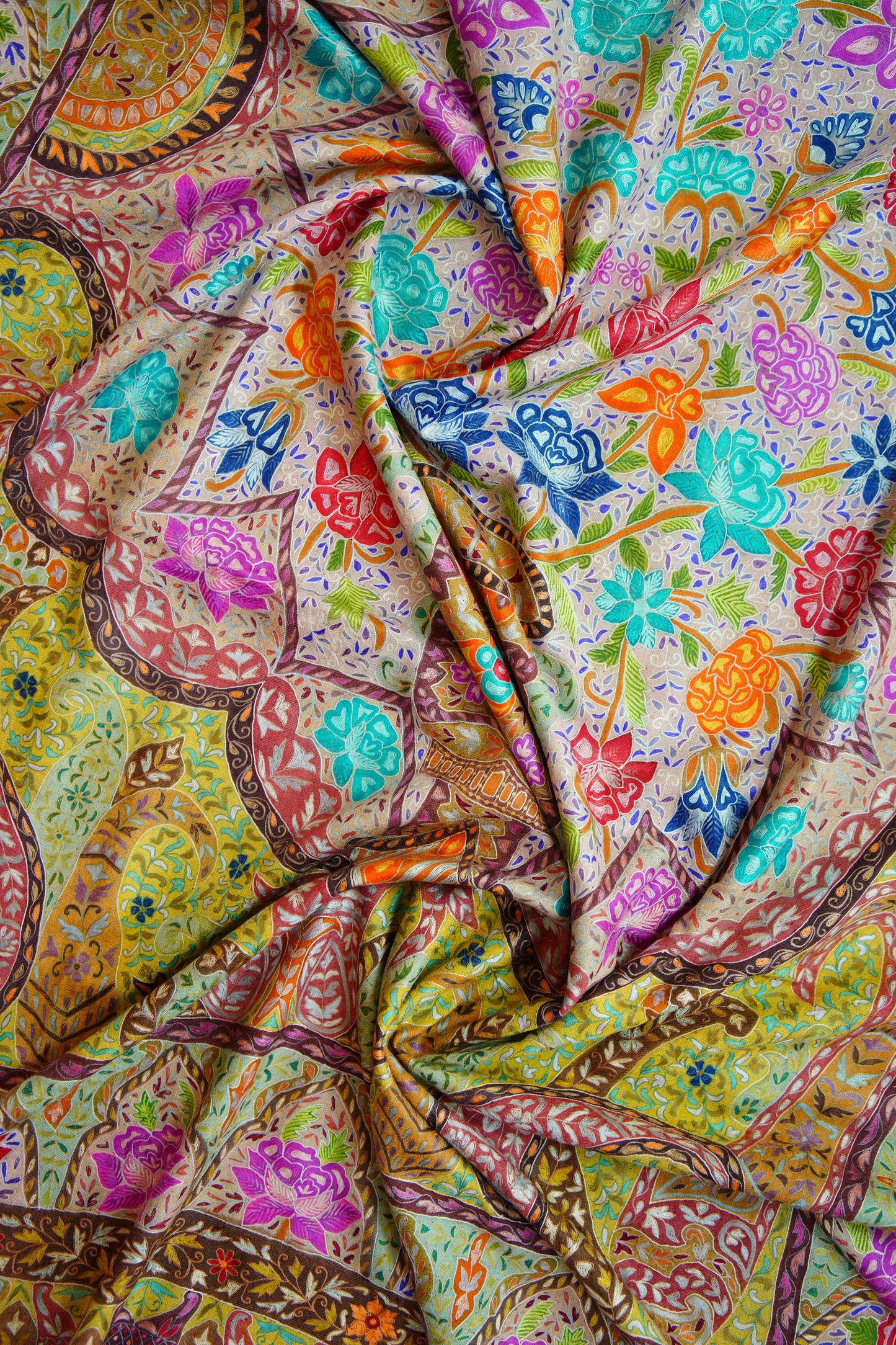 multicoloured embroidery pashmina shawl 9834
