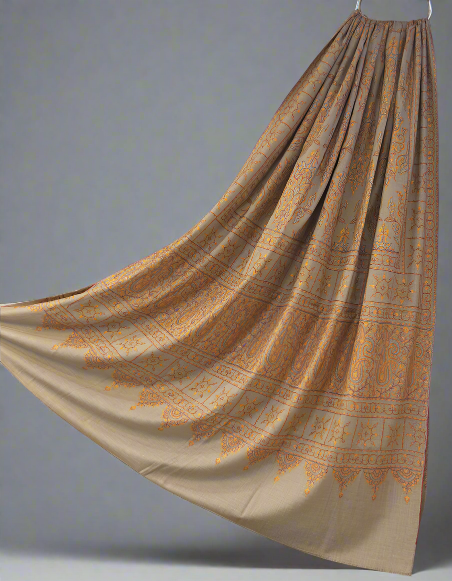 natural XL jamma embroidery GI pashmina shawl 9011