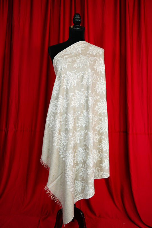 light natural GI embroidery pashmina shawl 9842