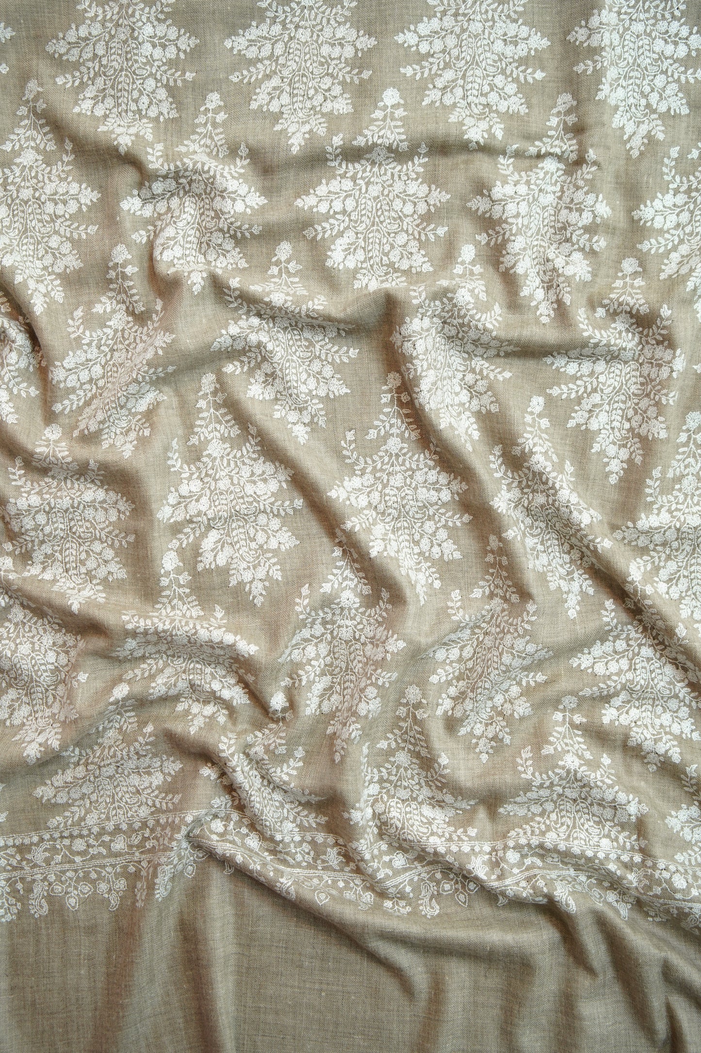 light natural GI embroidery pashmina shawl 9842