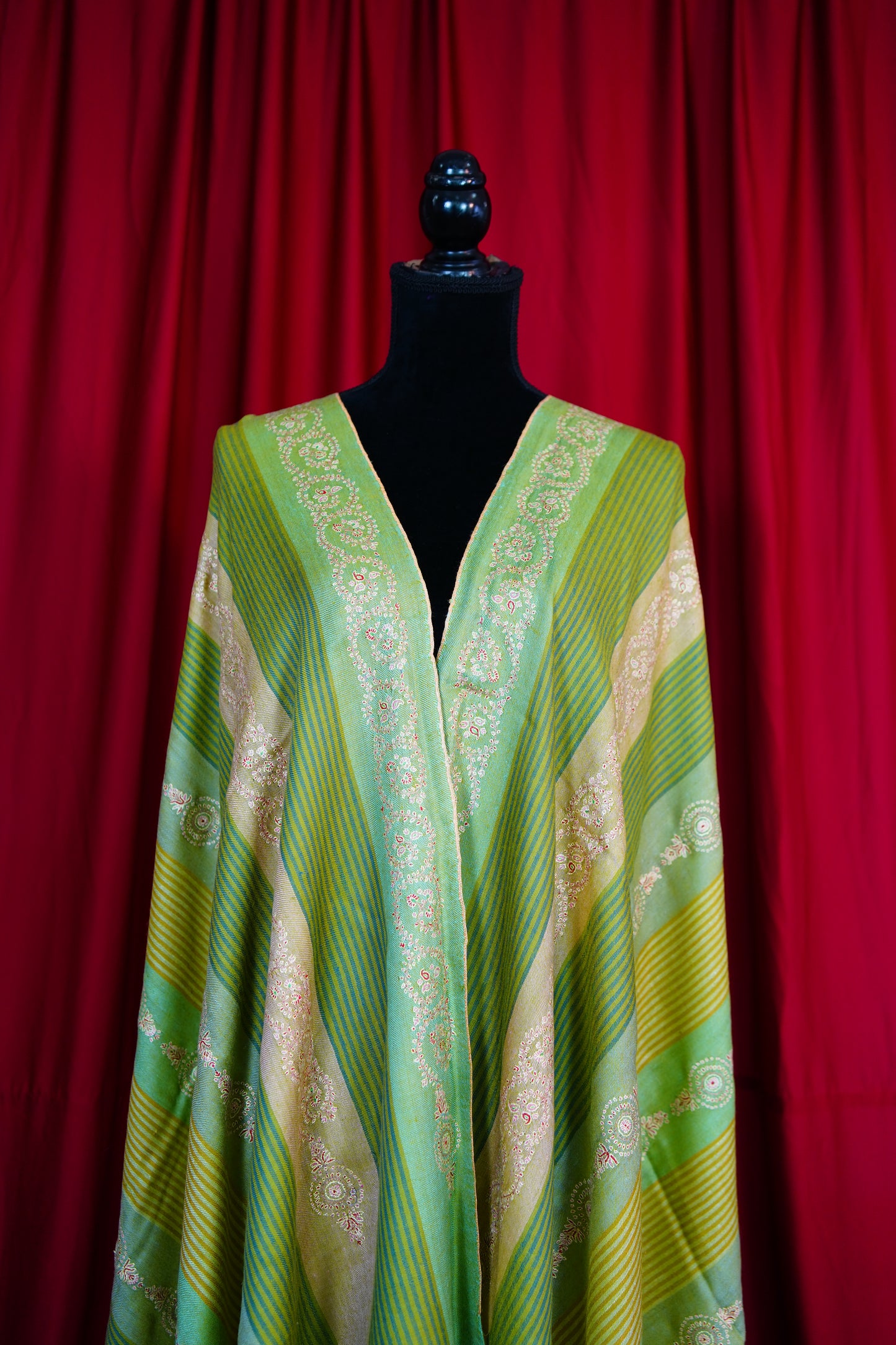 multi-coloured GI embroidery pashmina shawl 9848