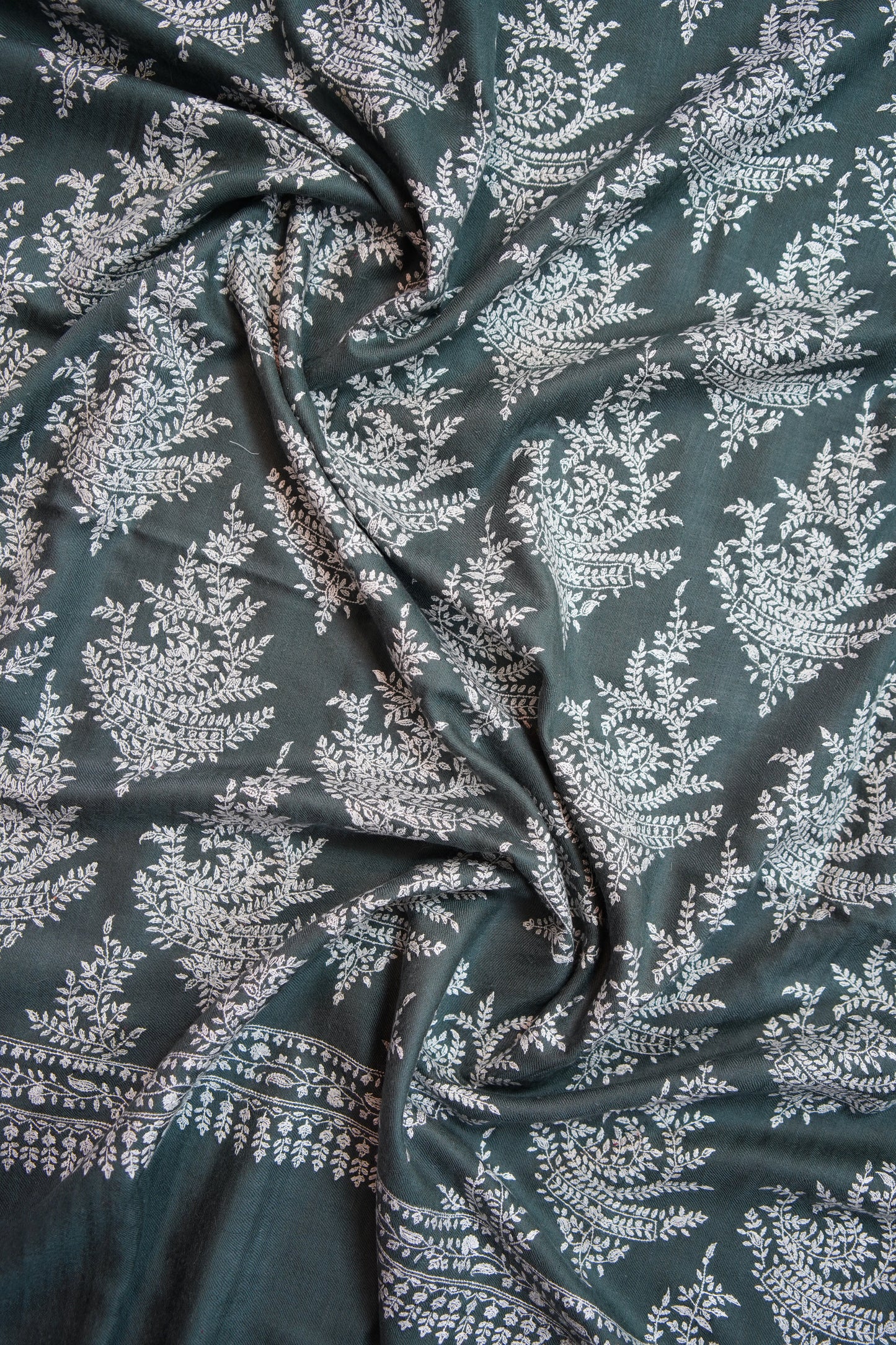 pigeon blue GI embroidery pashmina shawl 9849