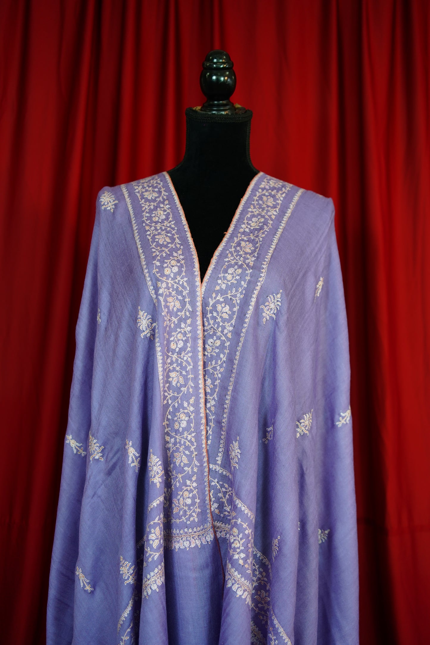 wisteria GI butis embroidery pashmina shawl 9850