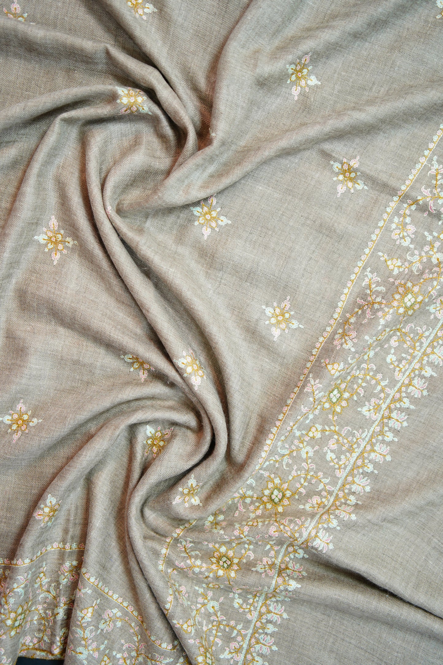 light natural GI embroidery pashmina shawl 9851