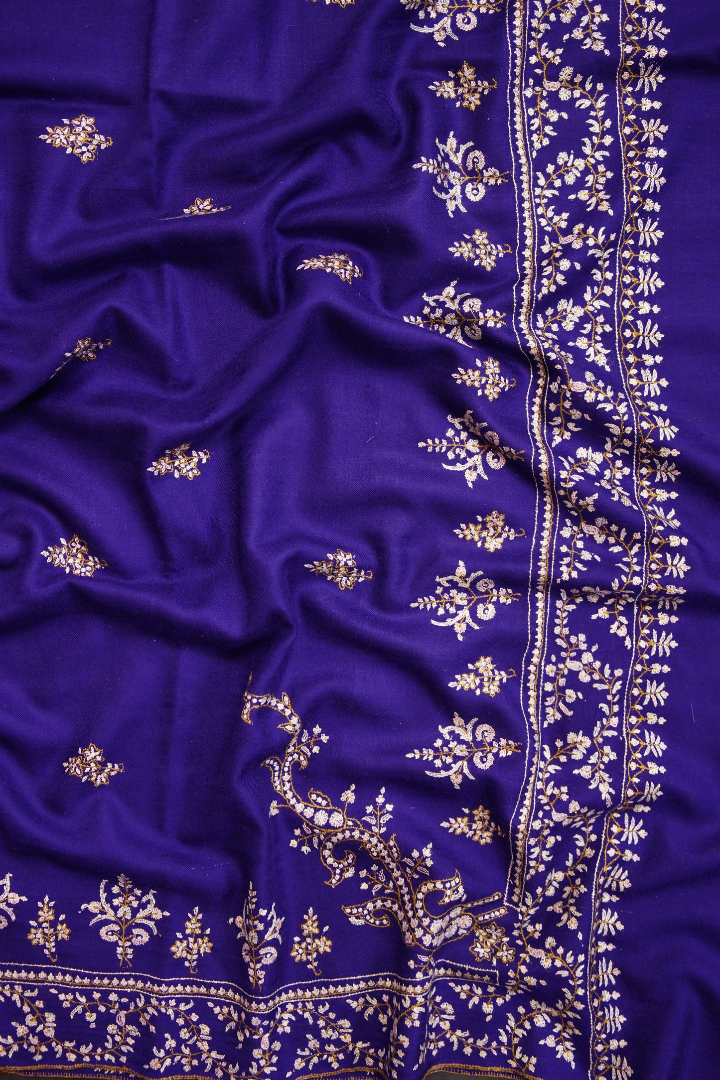 blue GI butis embroidery pashmina shawl 9853