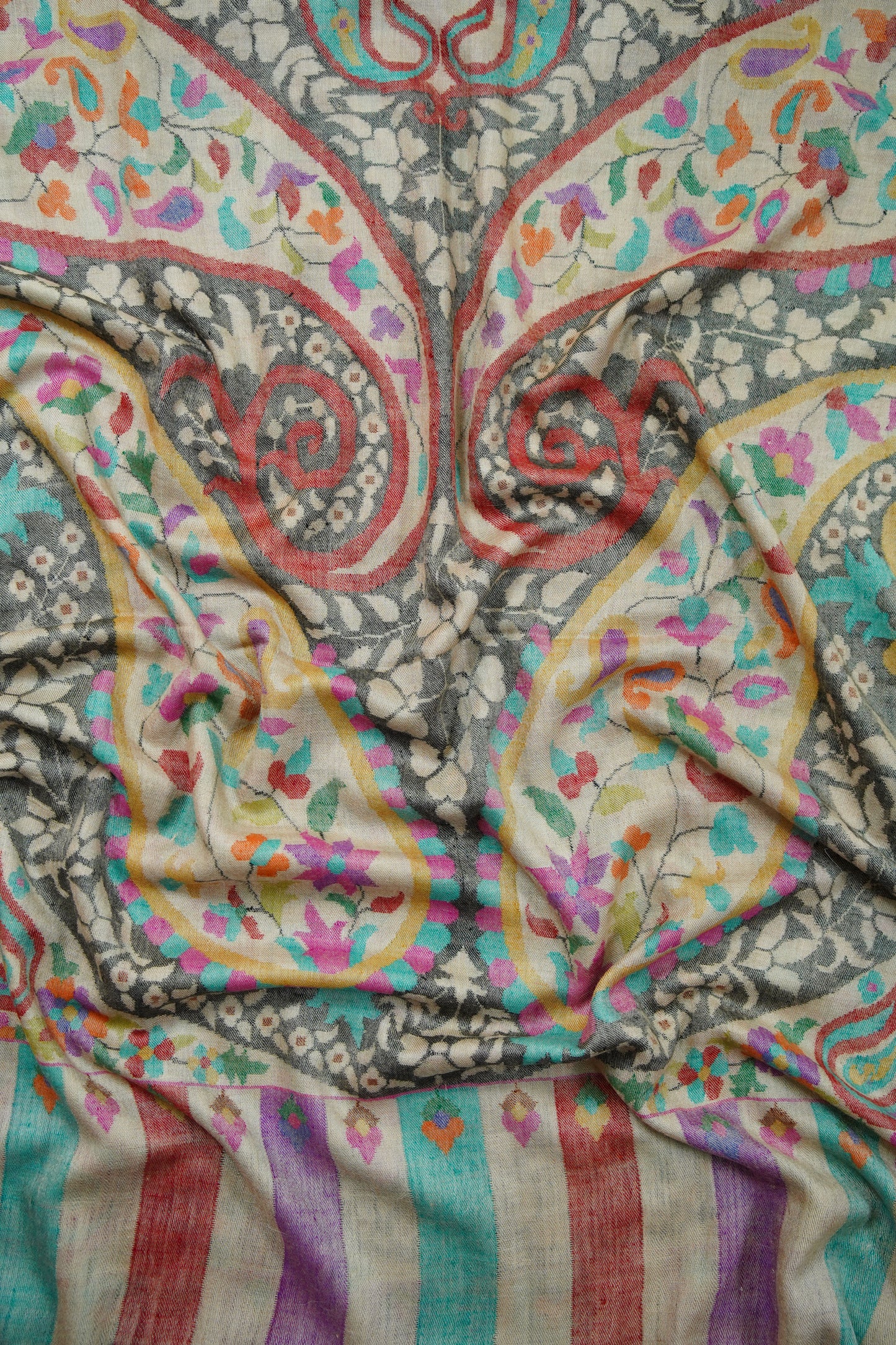 multi-coloured GI kani jamma pashmina shawl 9859