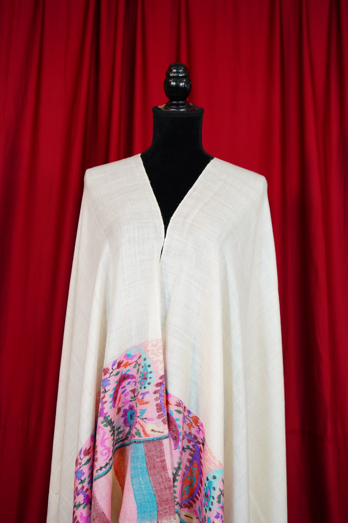 pure white GI kani palla pashmina shawl 9867