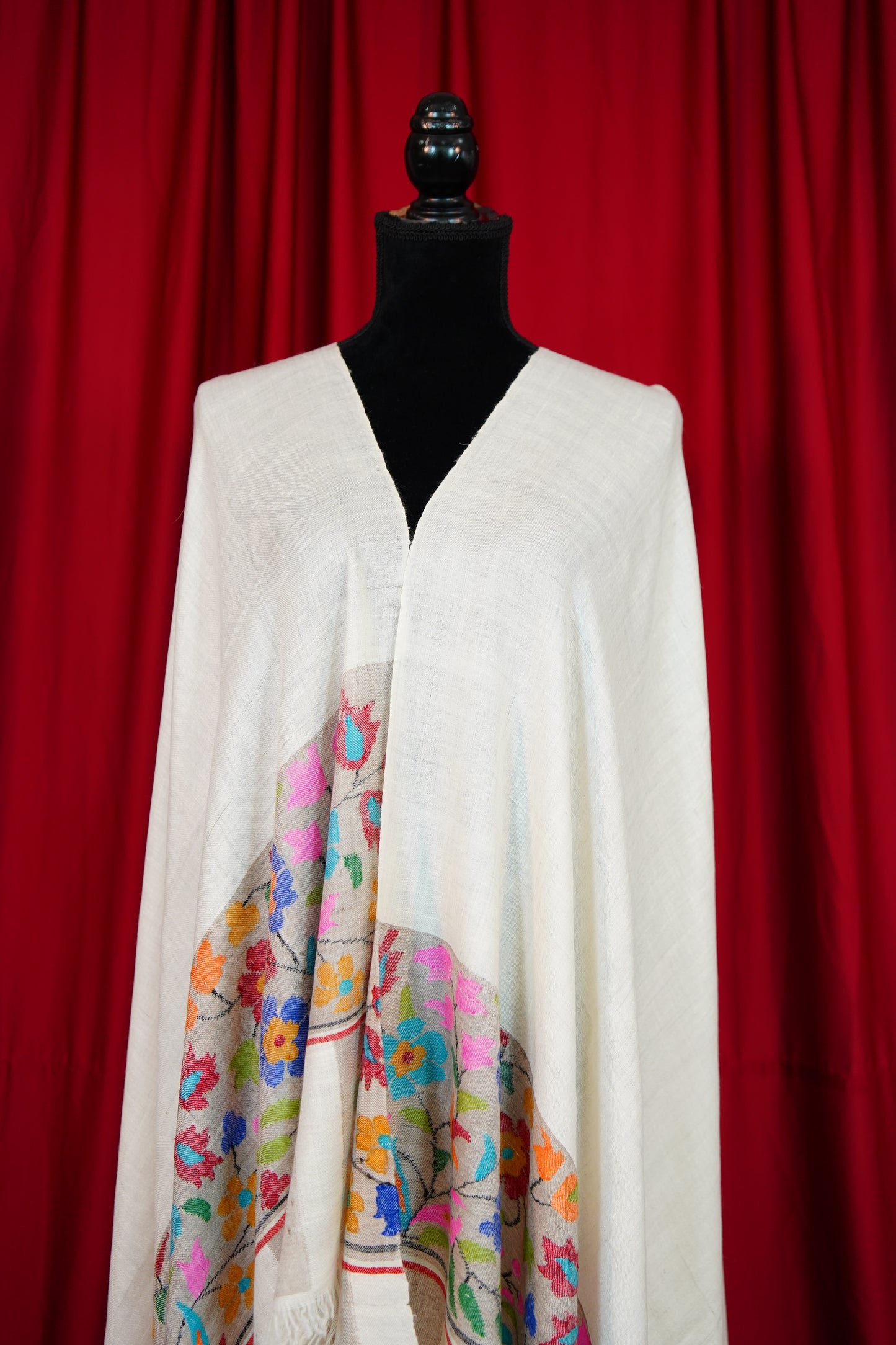 white GI kani palla pashmina shawl 9868