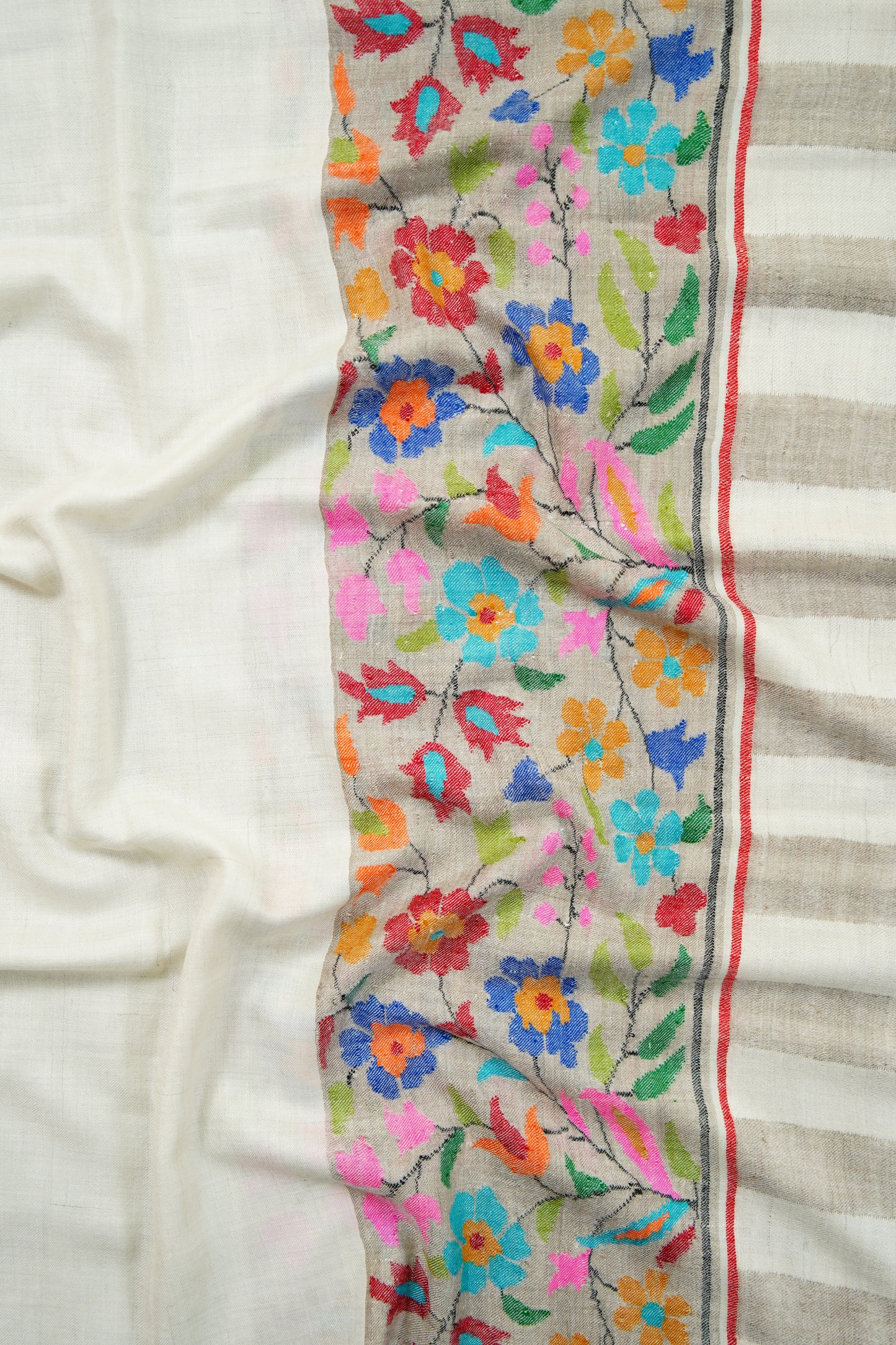 white GI kani palla pashmina shawl 9868