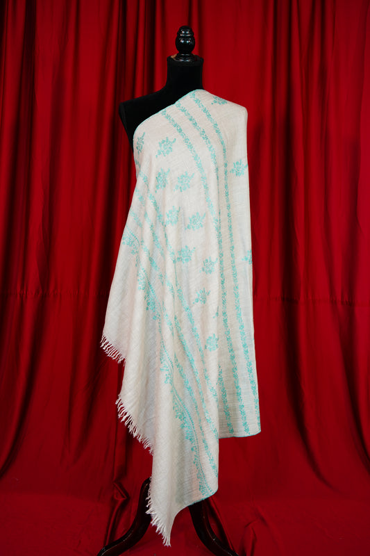 smoke grey GI embroidery pashmina shawl 9869