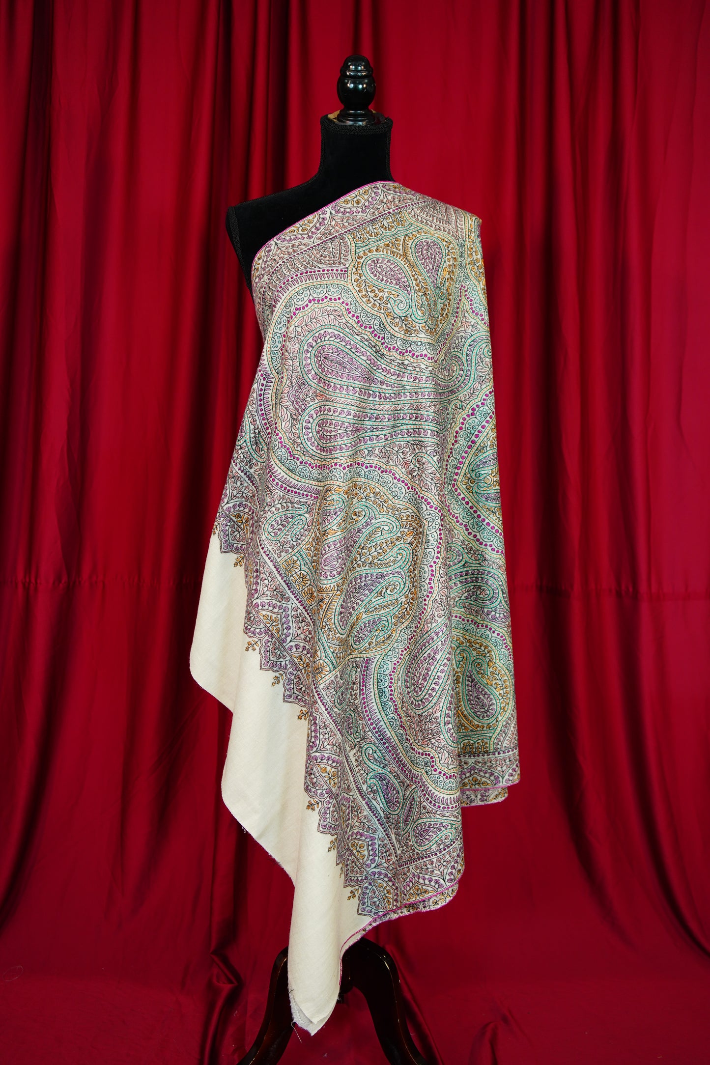 white jamma embroidery shawl 9871