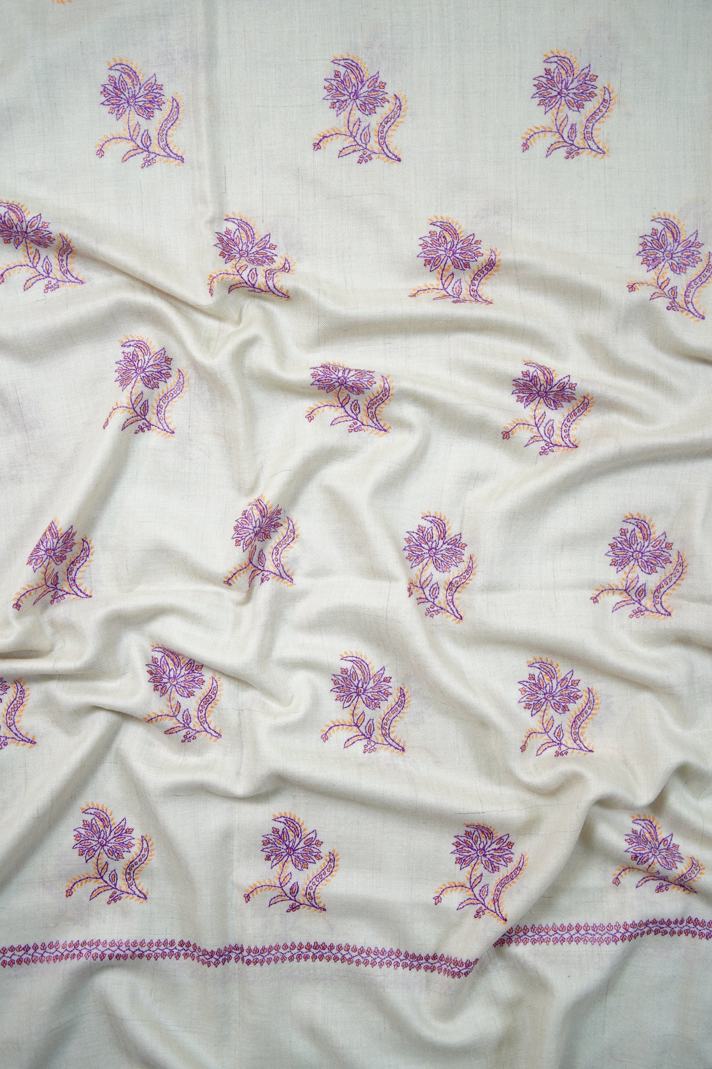 white GI butis embroidery pashmina shawl 9872