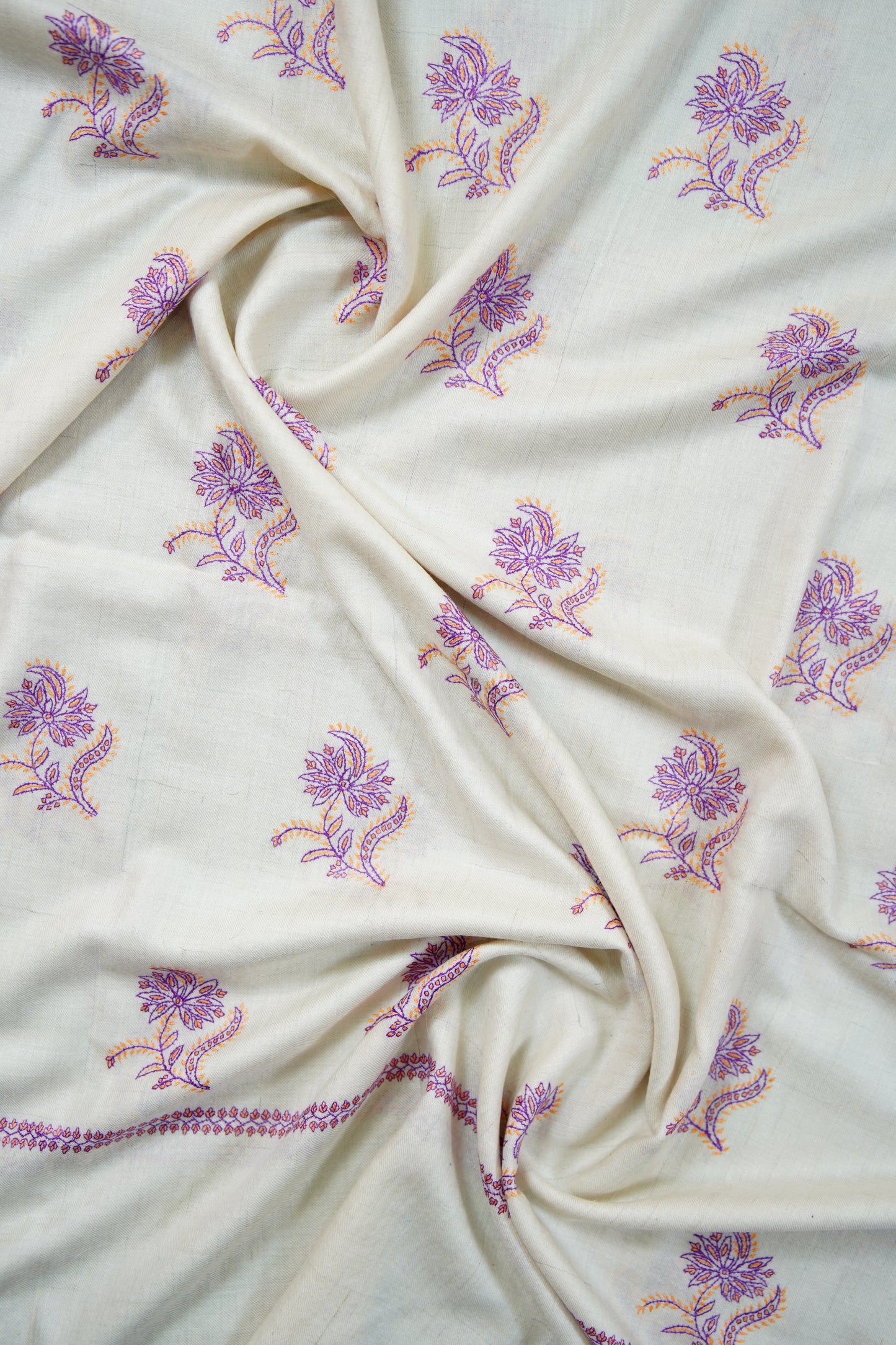 white GI butis embroidery pashmina shawl 9872