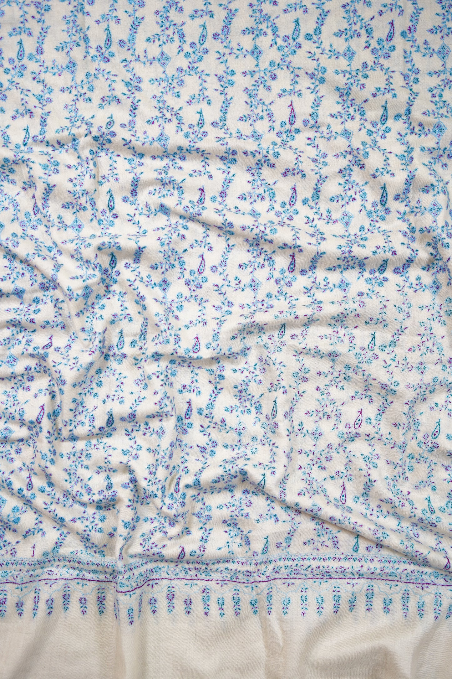 pure white GI jaali embroidery pashmina shawl 9874