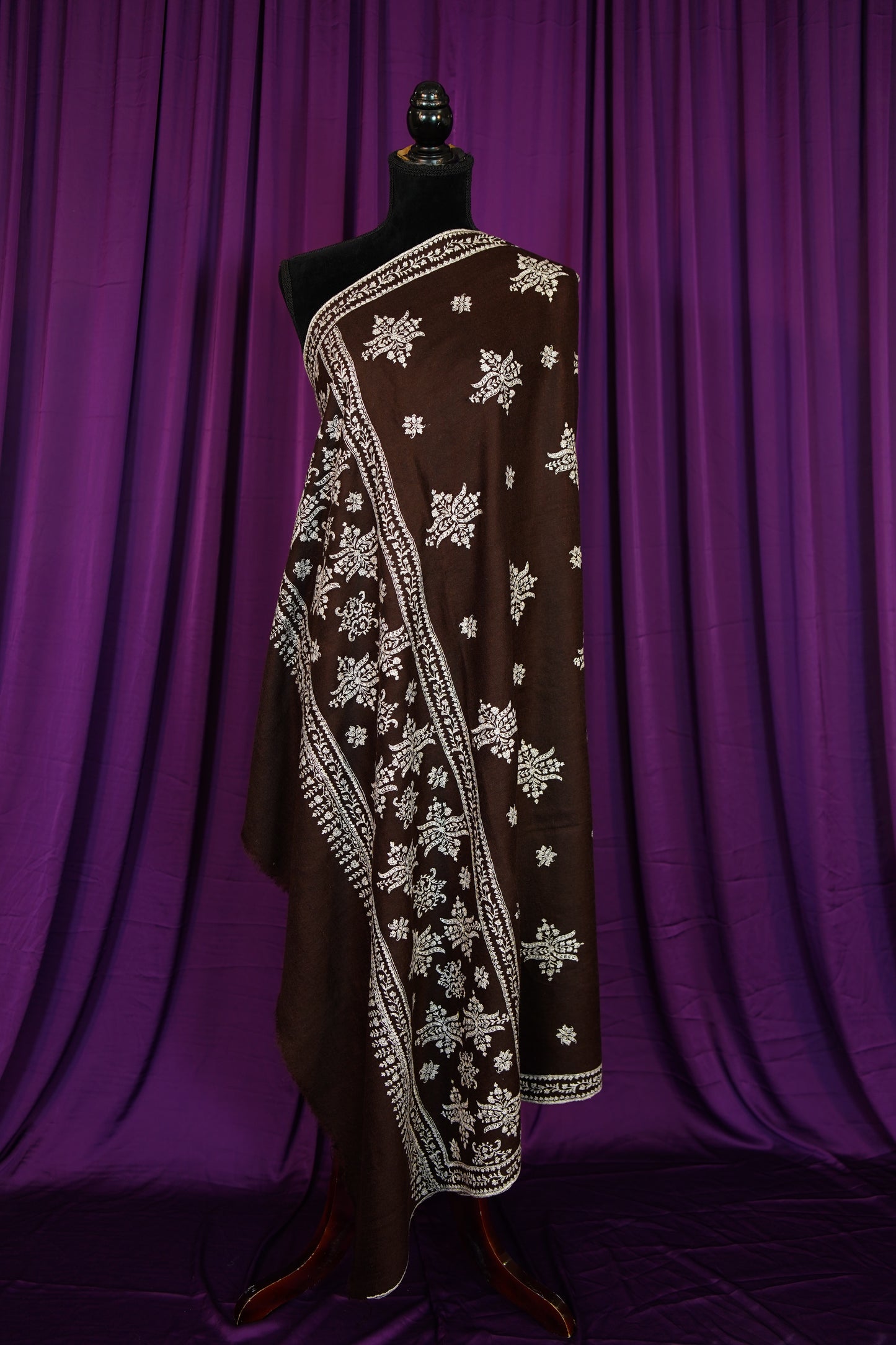 hickory brown GI embroidery pashmina shawl 9876
