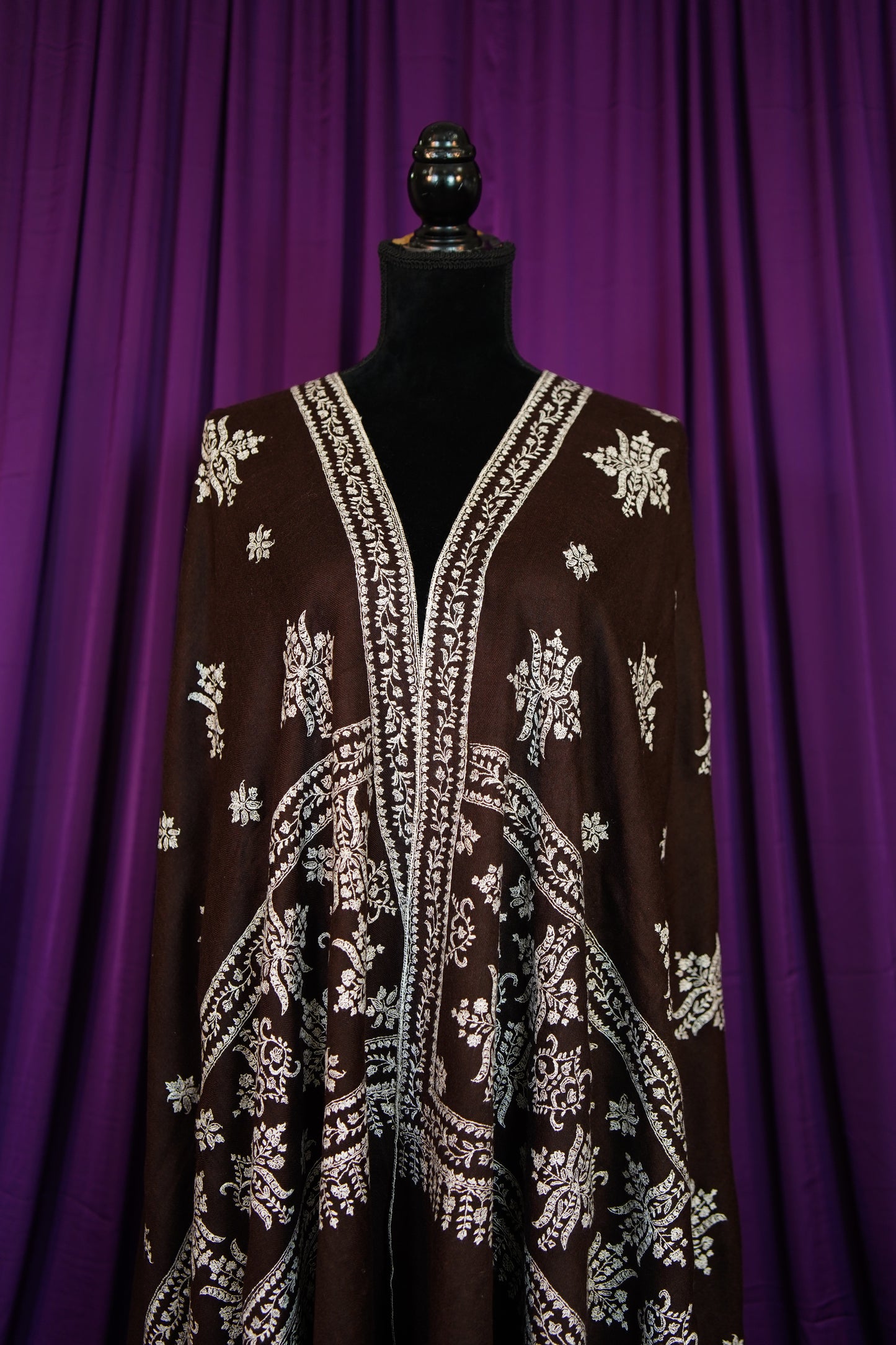 hickory brown GI embroidery pashmina shawl 9876