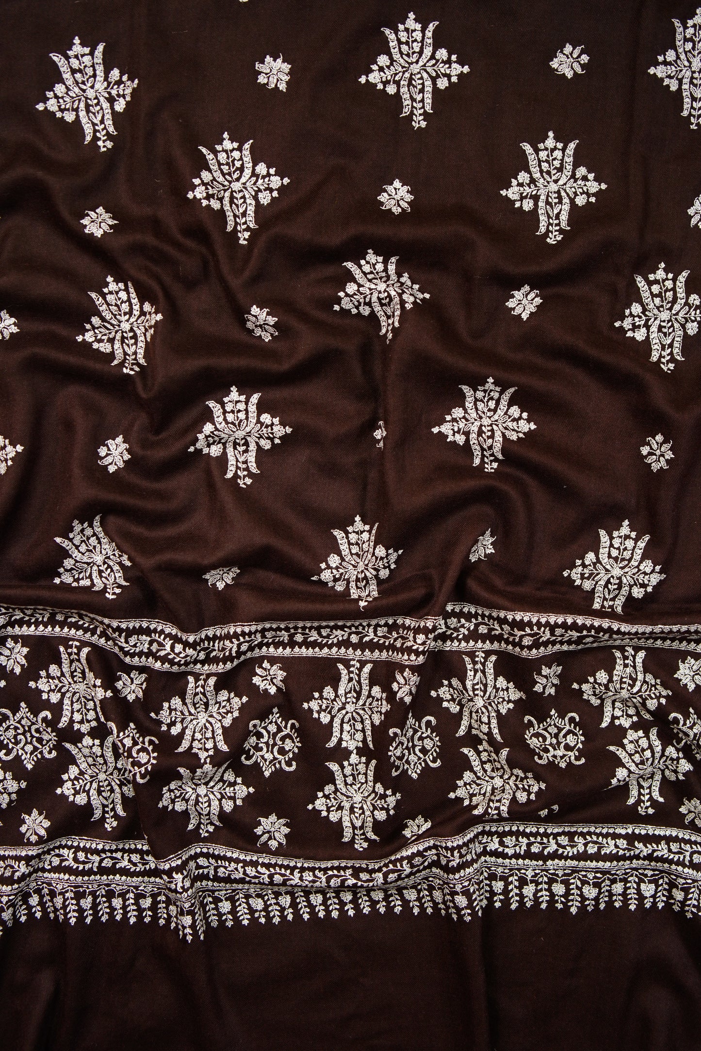 hickory brown GI embroidery pashmina shawl 9876