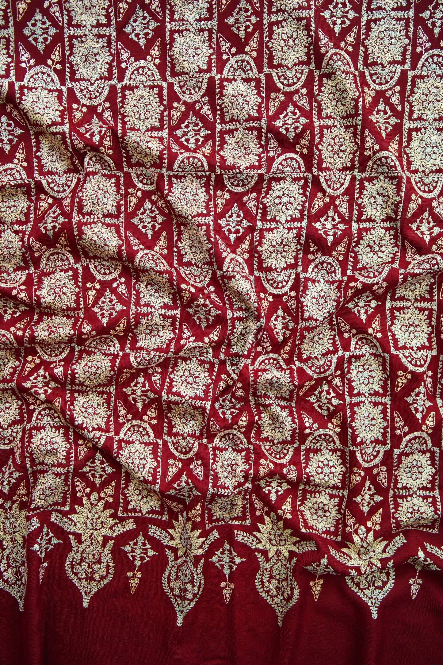 maroon GI embroidery pashmina shawl 9878