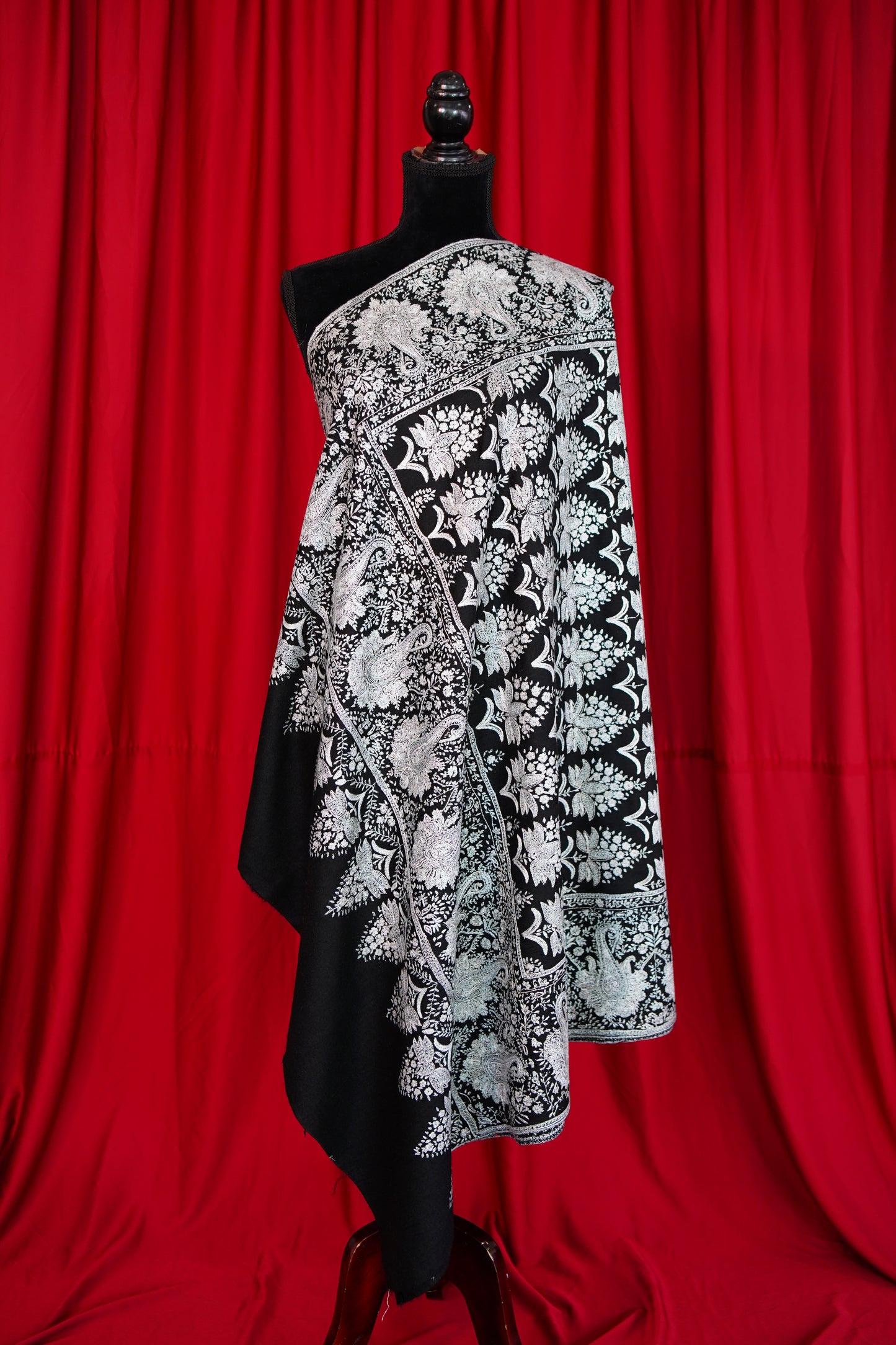 black GI jamma embroidery  pashmina shawl 9882