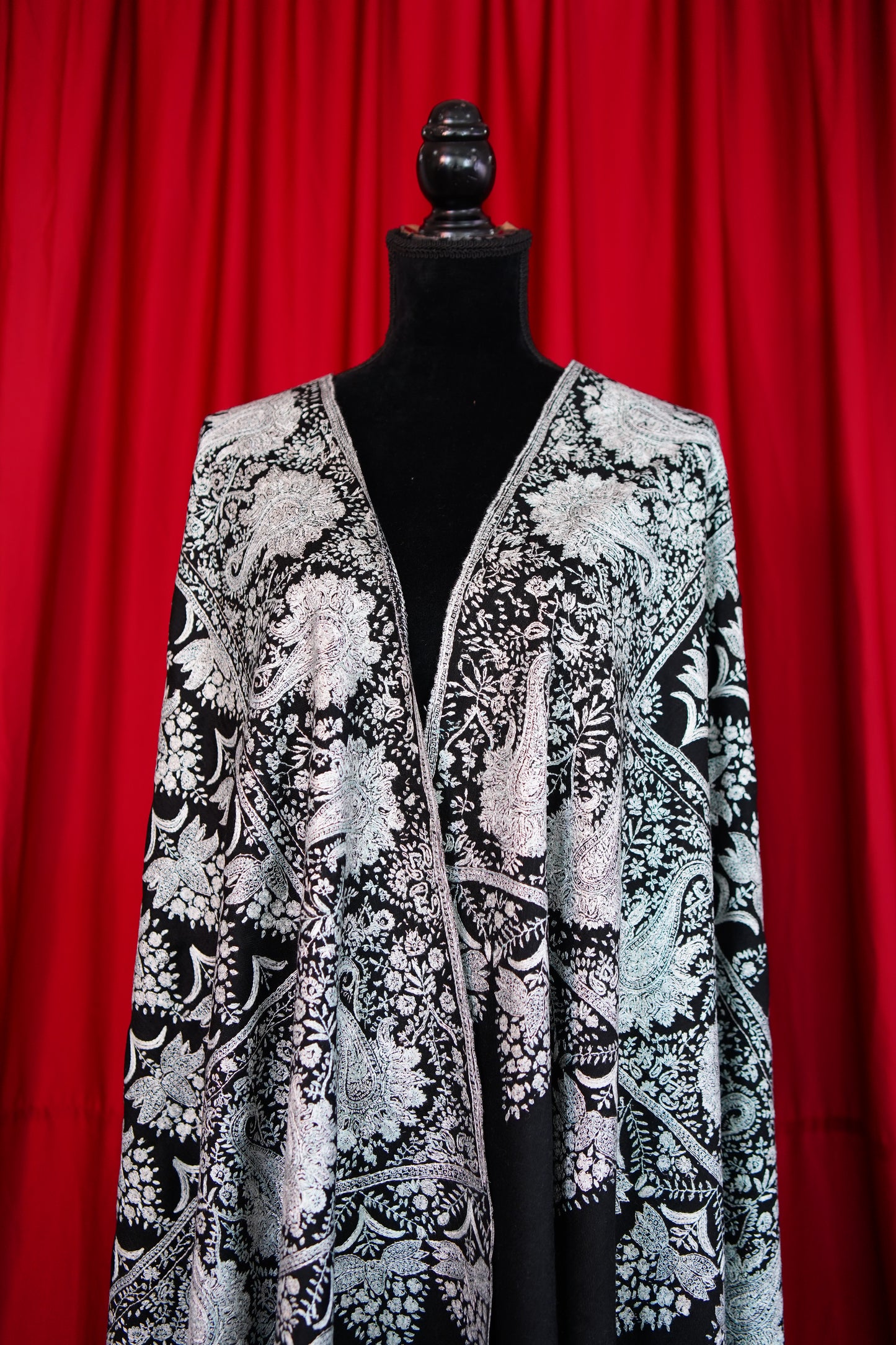 black GI jamma embroidery  pashmina shawl 9882