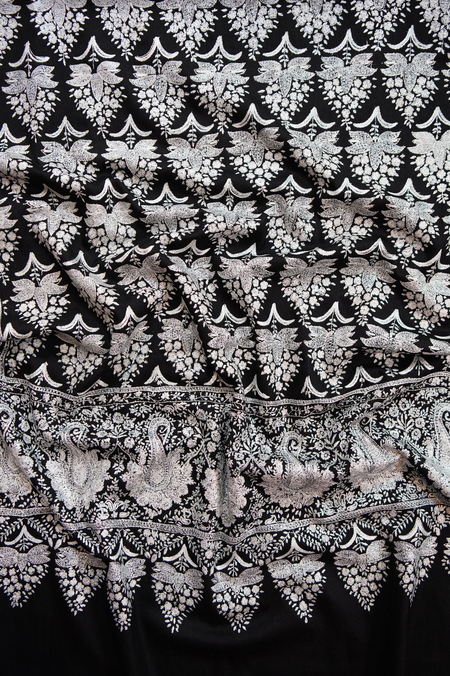 black GI jamma embroidery  pashmina shawl 9882